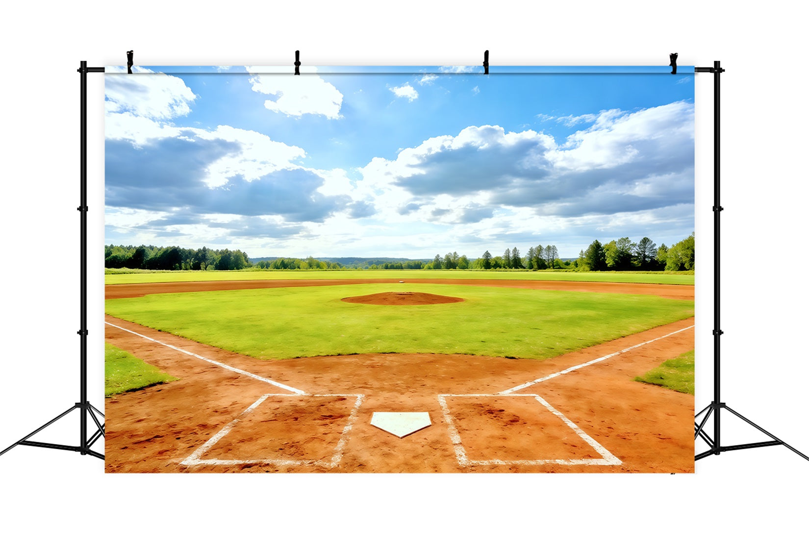 Baseball Backdrops Sunny Home Plate Field Sports Photography Backdrops UK CSH61-176