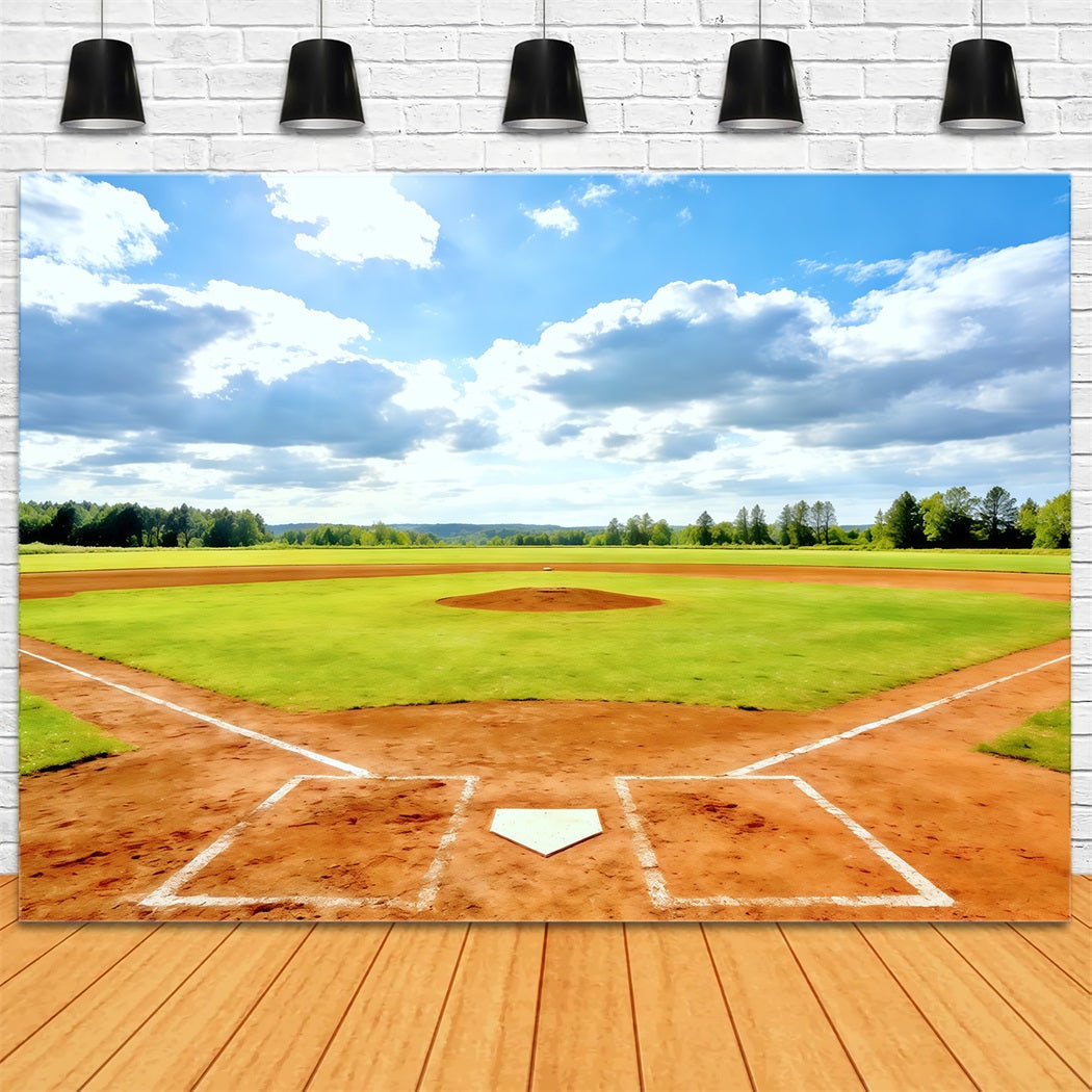 Baseball Backdrops Sunny Home Plate Field Sports Photography Backdrops UK CSH61-176