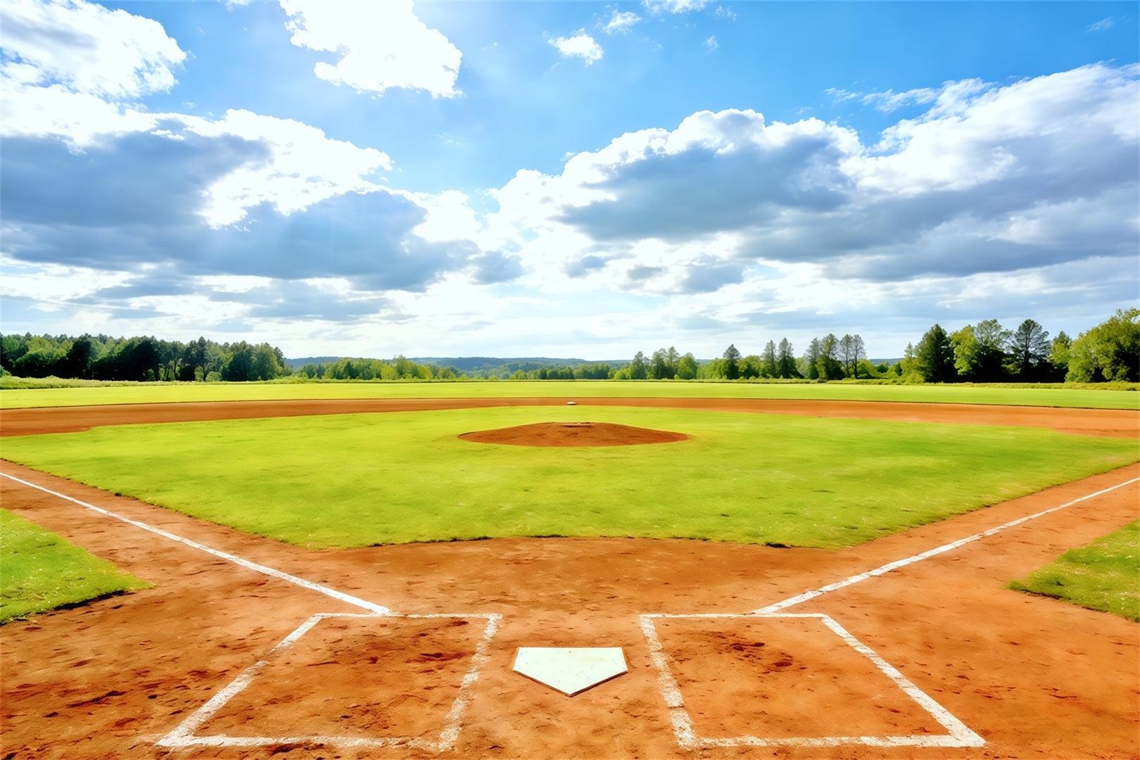Baseball Backdrops Sunny Home Plate Field Sports Photography Backdrops UK CSH61-176