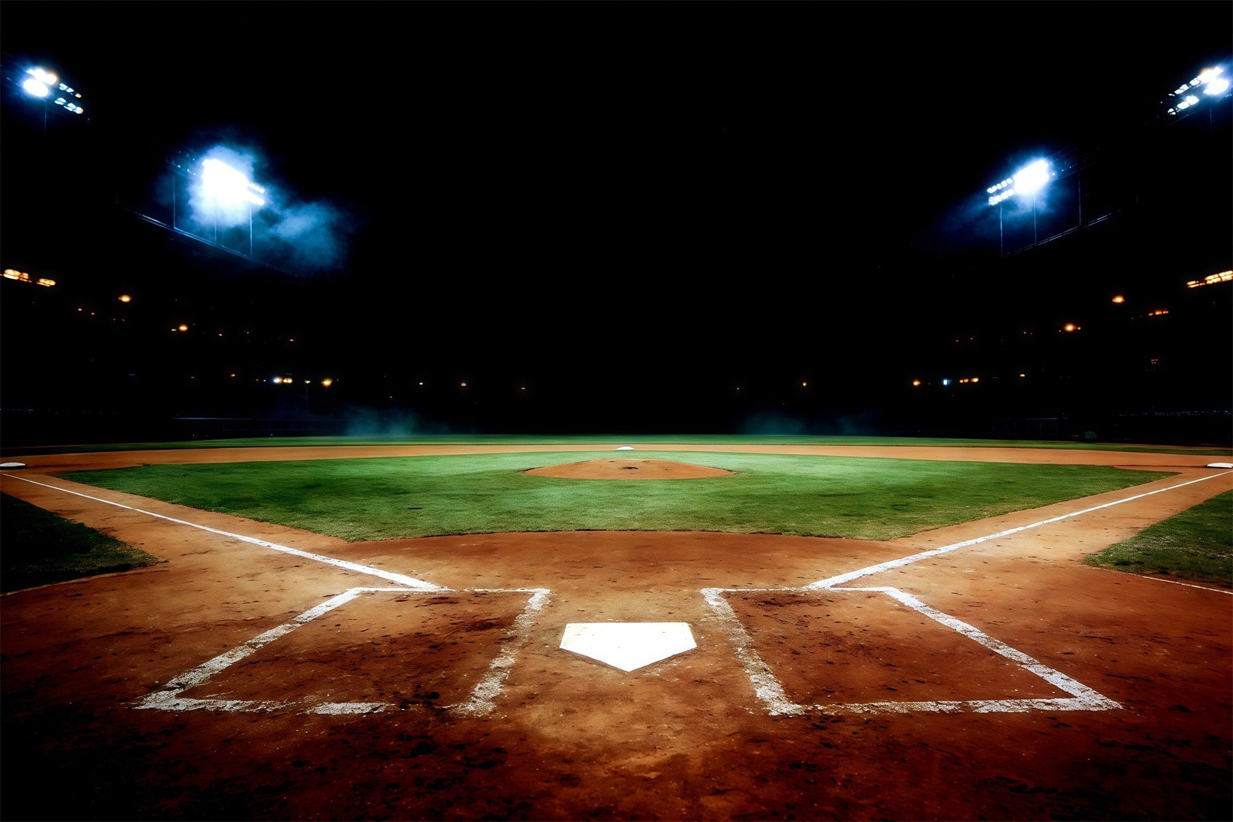 Baseball Field Backdrop Night Stadium Home Plate Sports Photo Backdrop UK CSH61-177