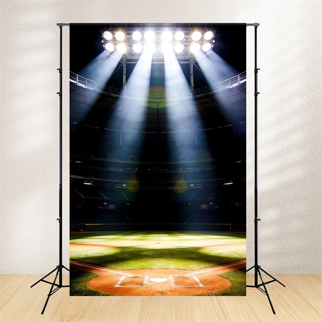 Baseball Field Photo Backdrop Championship Spotlight Tower Sports Photography Backdrop UK CSH61-180