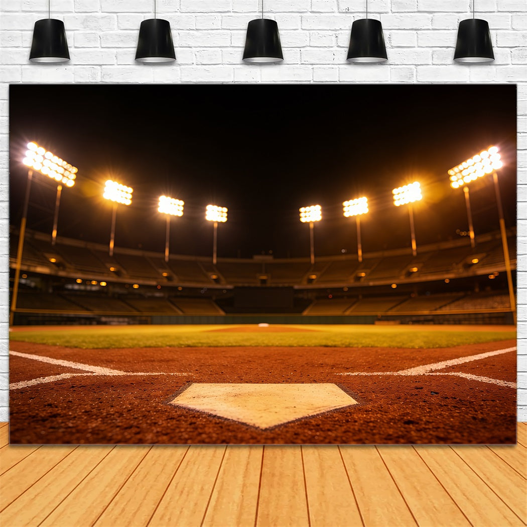 Baseball Stadium Backdrop Golden Night Home Plate Sports Photo Backdrops UK CSH61-184