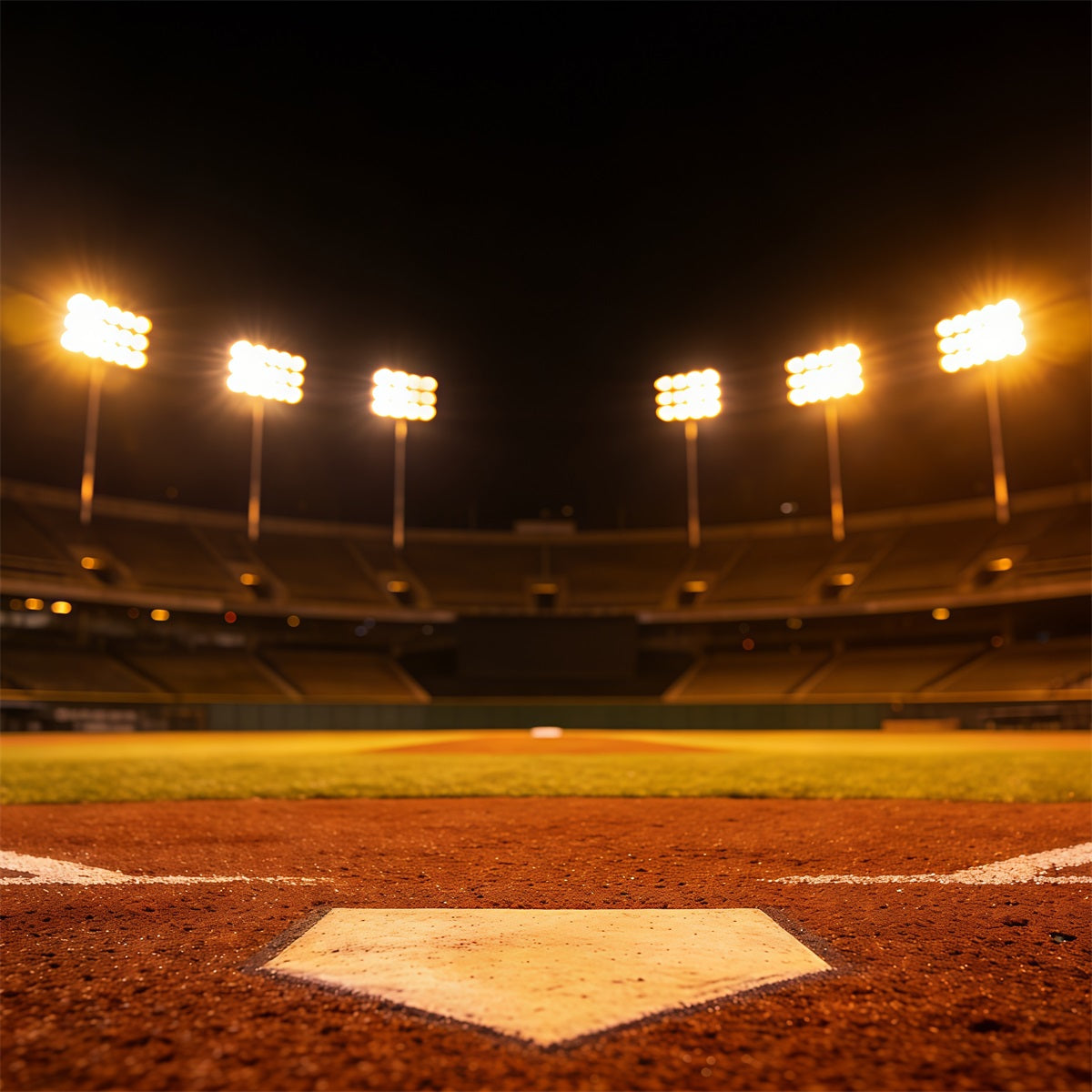 Baseball Stadium Backdrop Golden Night Home Plate Sports Photo Backdrops UK CSH61-184