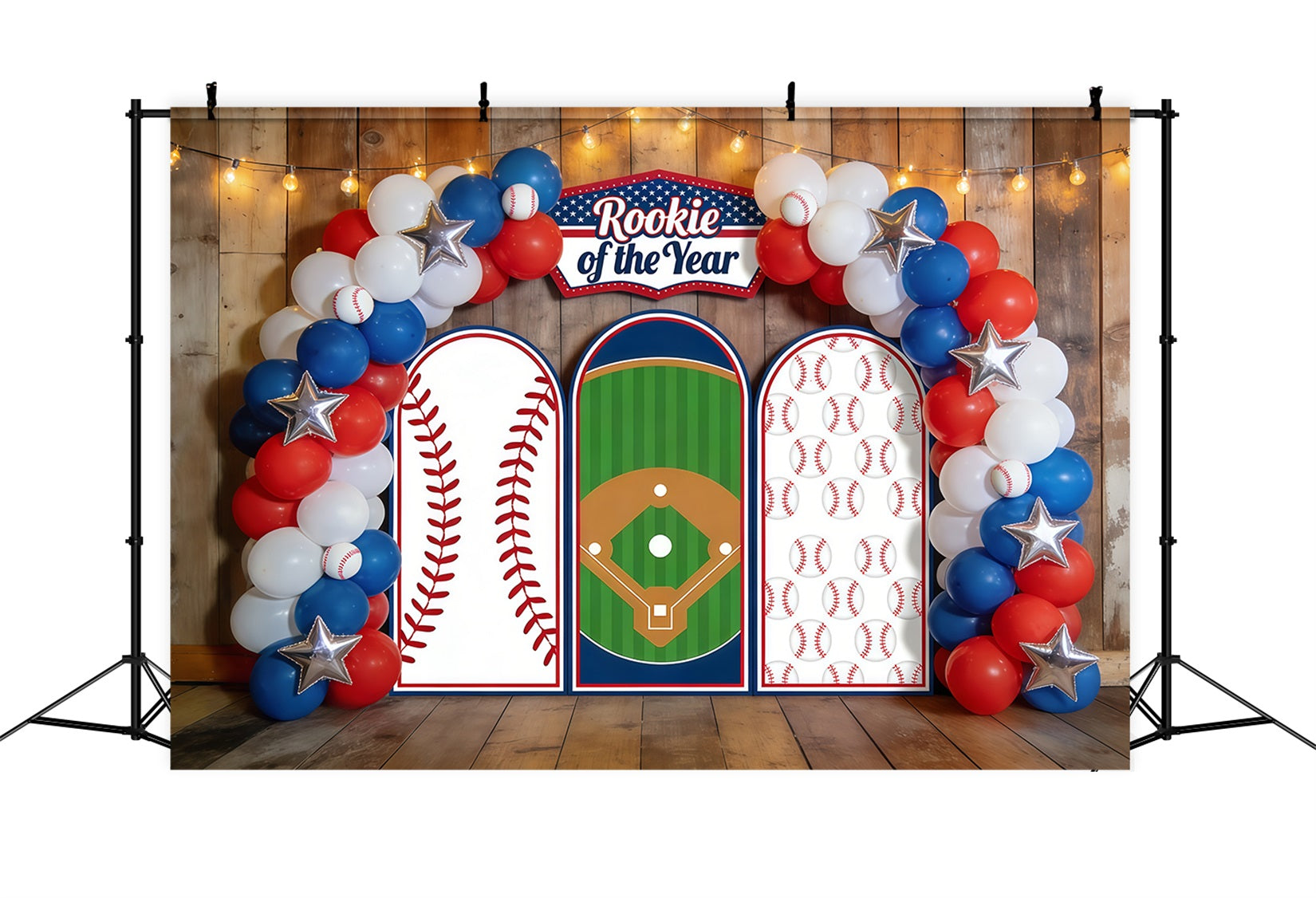 Baseball Photo Backdrop Rookie Year Balloon Arch Sports Photography Backdrop UK CSH61-189