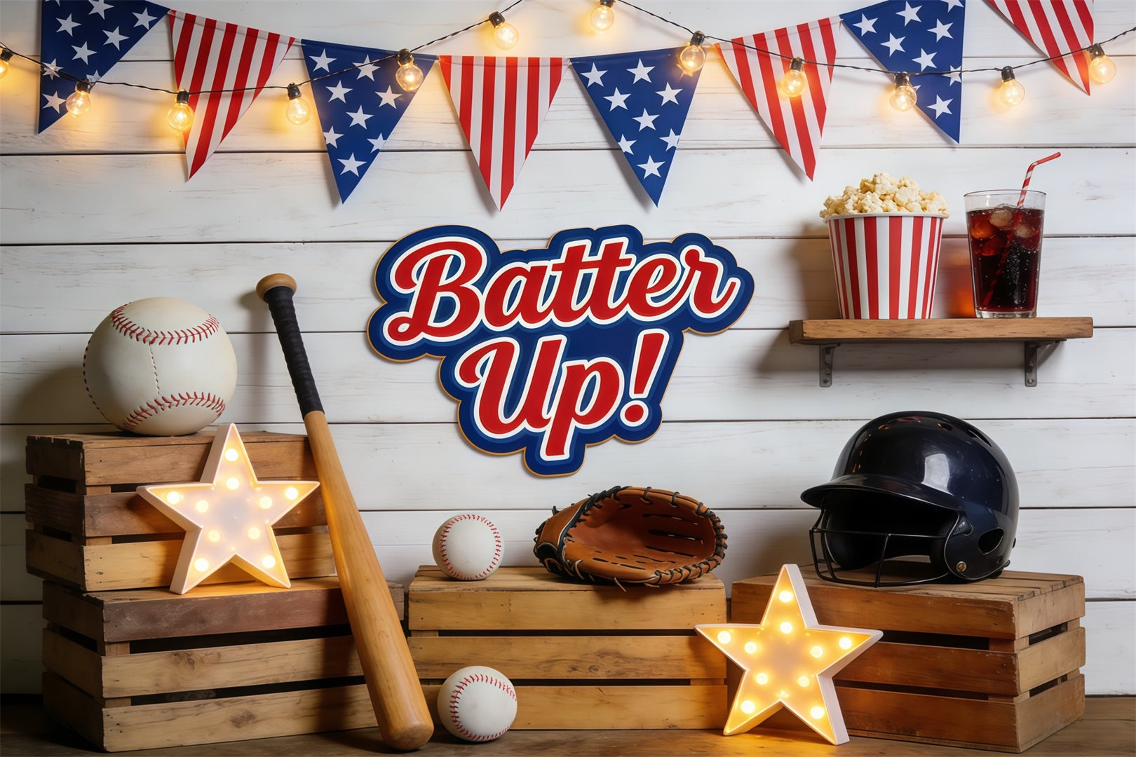 Baseball Photo Backdrop Batter Up Dugout Decor Sports Theme Backdrop UK CSH61-191