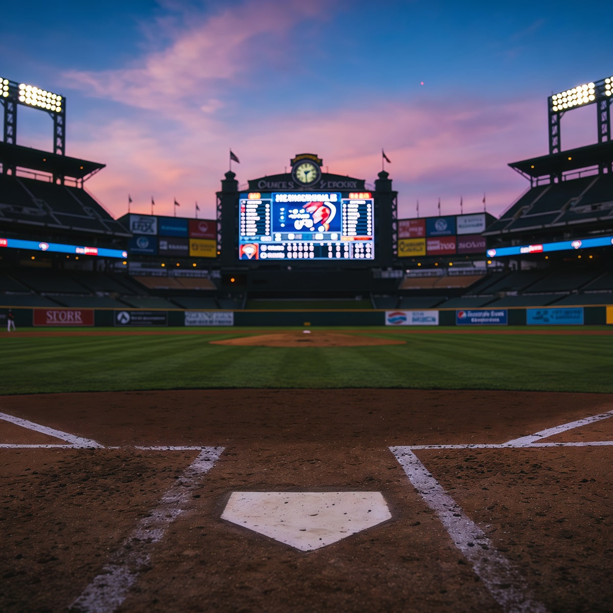 Baseball Backdrops Twilight Stadium Scoreboard Glow Sports Backdrops For Photography UK CSH61-192