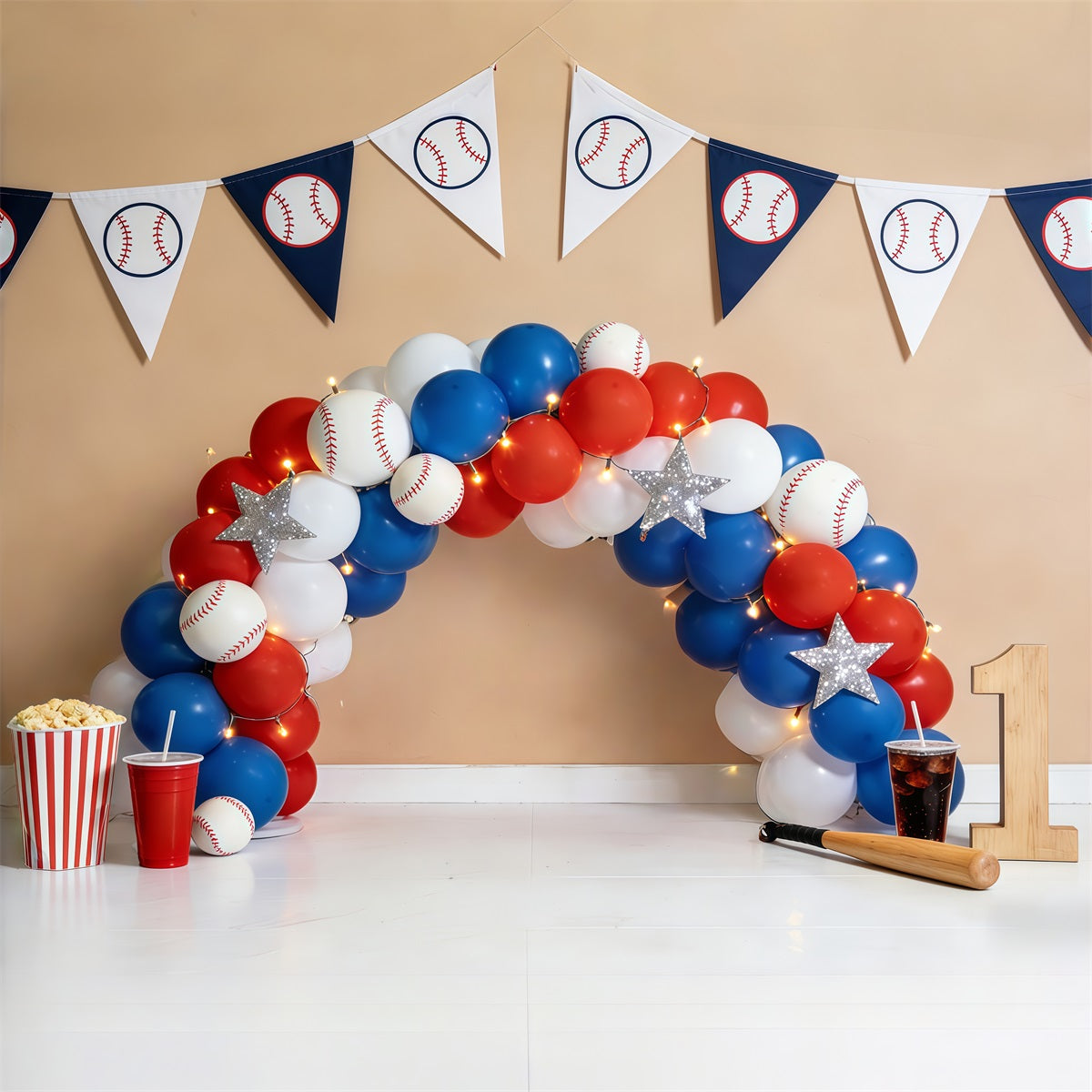 Baseball Backdrop For Pictures Balloon Arch 1st Birthday Sports Backdrops UK CSH61-195
