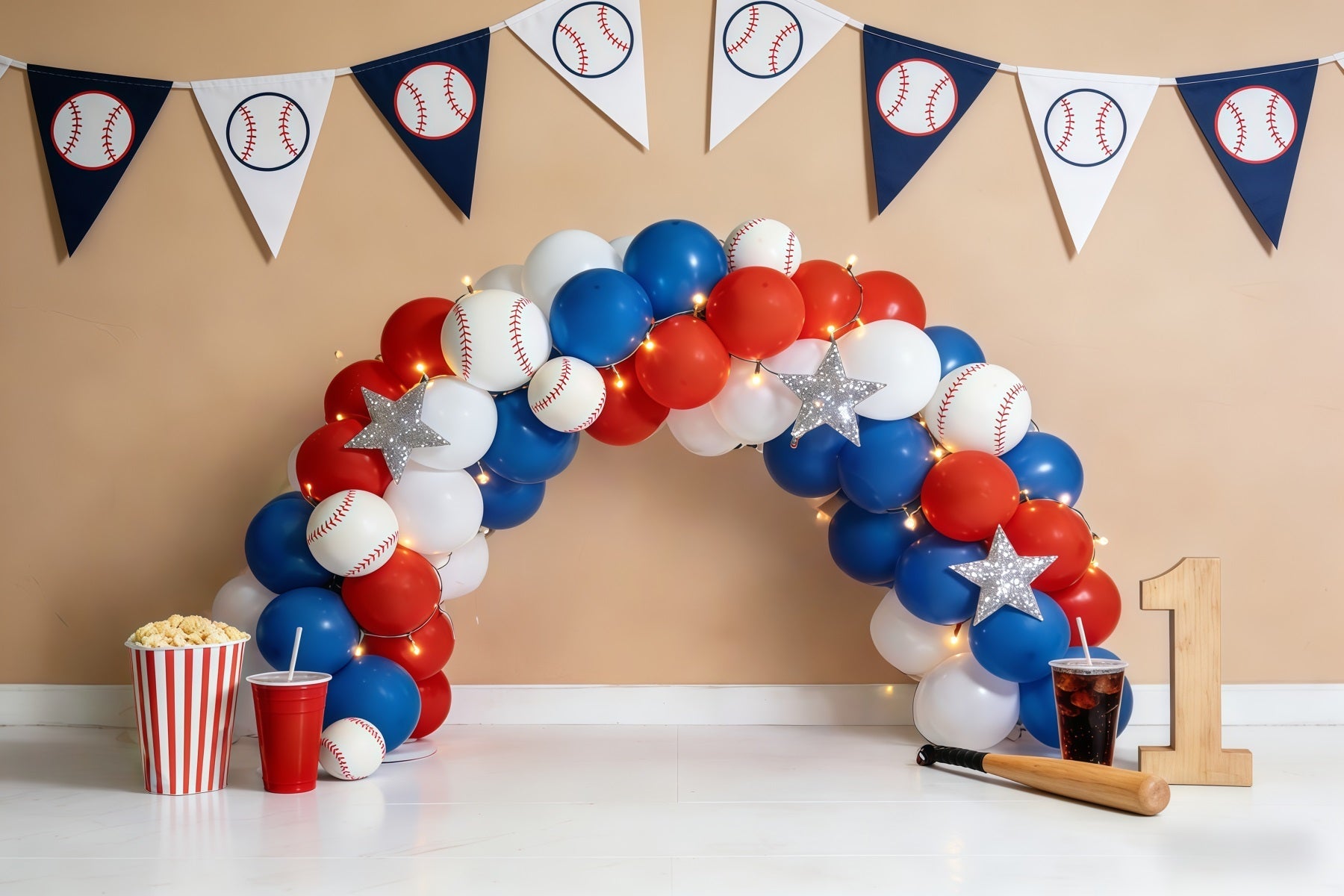 Baseball Backdrop For Pictures Balloon Arch 1st Birthday Sports Backdrops UK CSH61-195