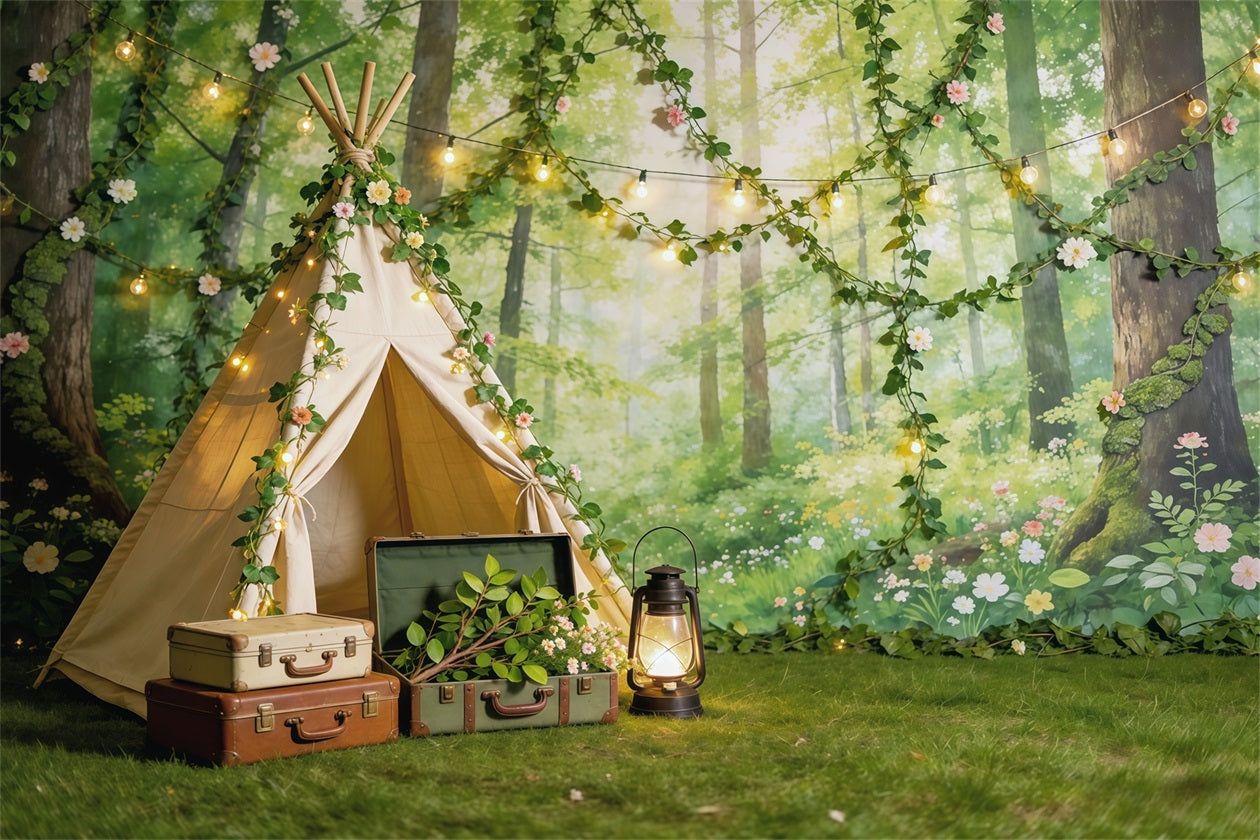 Fairy Forest Backdrop Enchanted Woodland Picnic Camp Photography Backdrop Forest UK CSH61-199