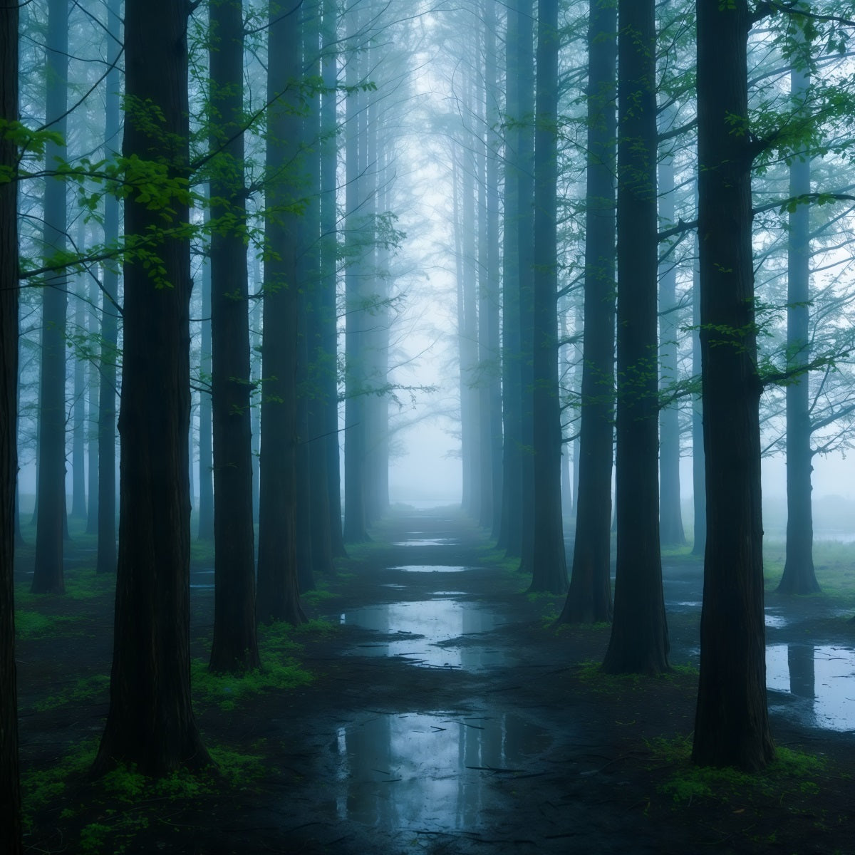 Spooky Forest Backdrop Misty Blue Woodland Corridor Backdrop Forest Theme UK CSH61-200