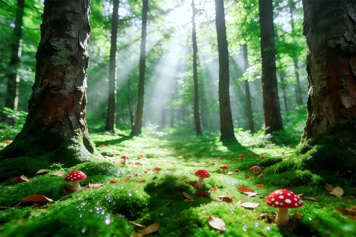 Woodland Forest Backdrop Sunbeam Moss Mushroom Glade Forest Backdrops For Photography UK CSH61-201