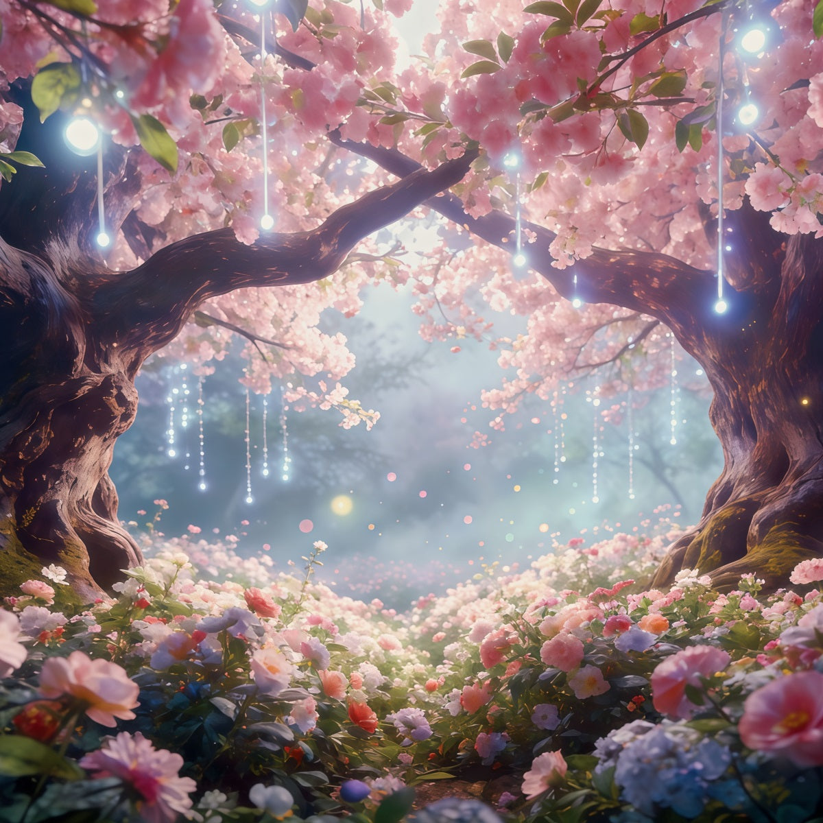 Twilight Forest Backdrop Blush Blossom Light Canopy Forest Backdrop Photography UK CSH61-206