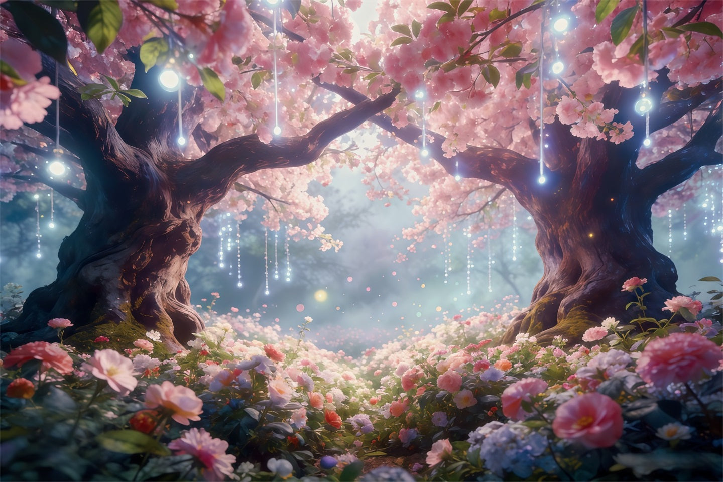 Twilight Forest Backdrop Blush Blossom Light Canopy Forest Backdrop Photography UK CSH61-206