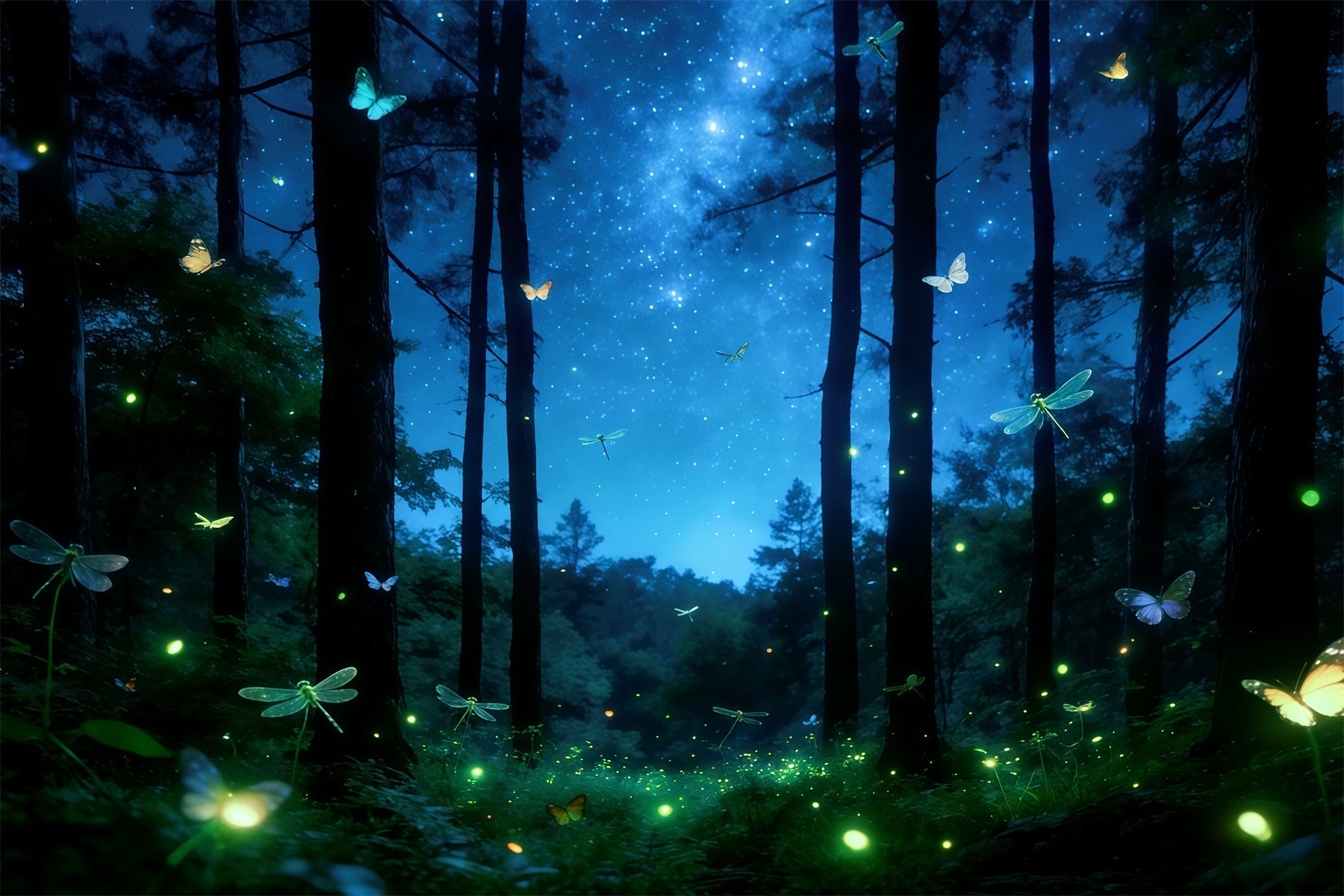 Enchanted Forest Backdrop Starlit Butterfly Dream Grove Forest Photography Backdrop UK CSH61-207