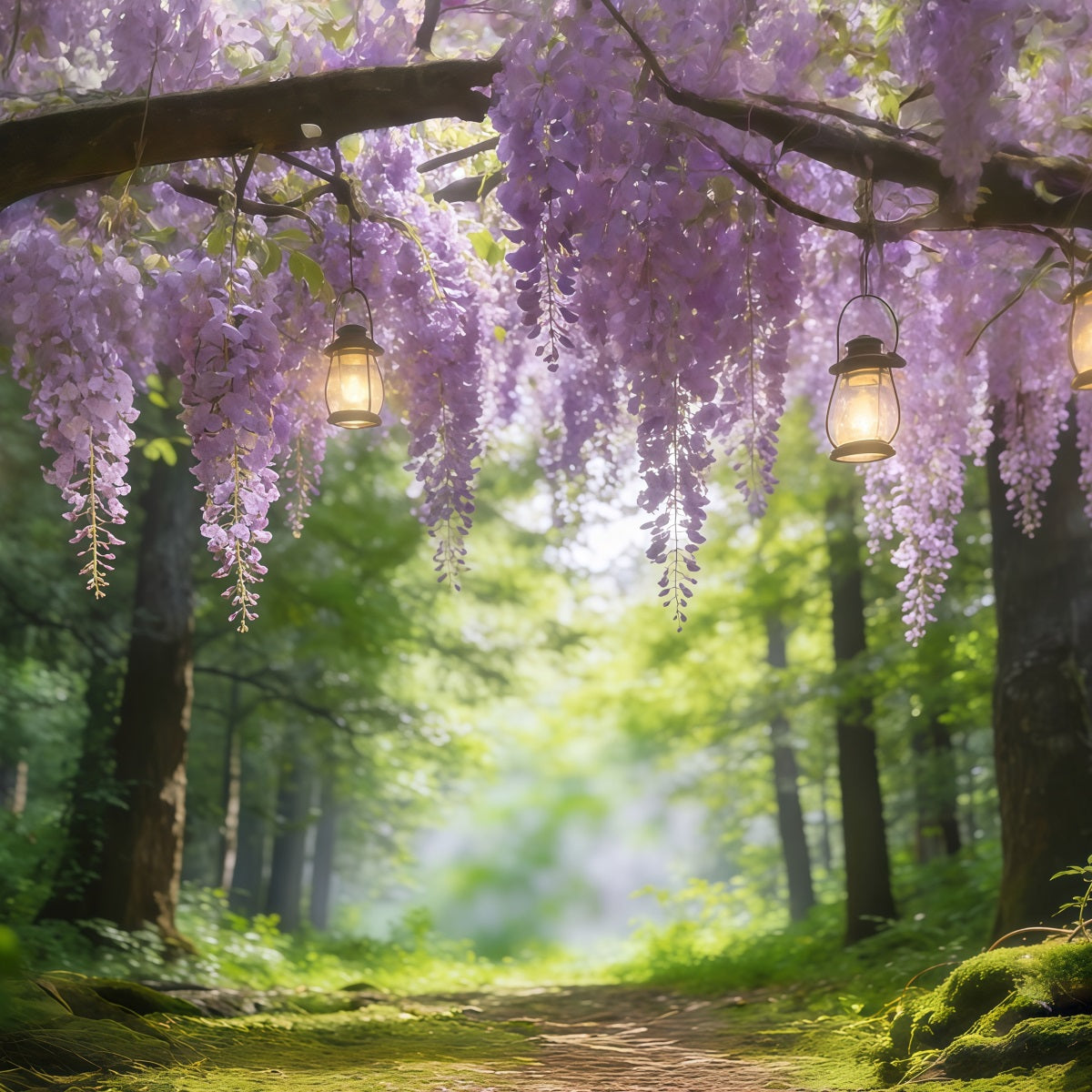 Forest Photography Backdrop Wisteria Lantern Woodland Arch Forest Scene Backdrop UK CSH61-208