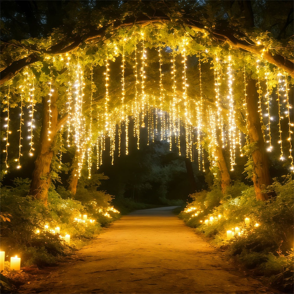 Night Forest Backdrop Golden Light Curtain Forest Path Twilight Forest Backdrop UK CSH61-217