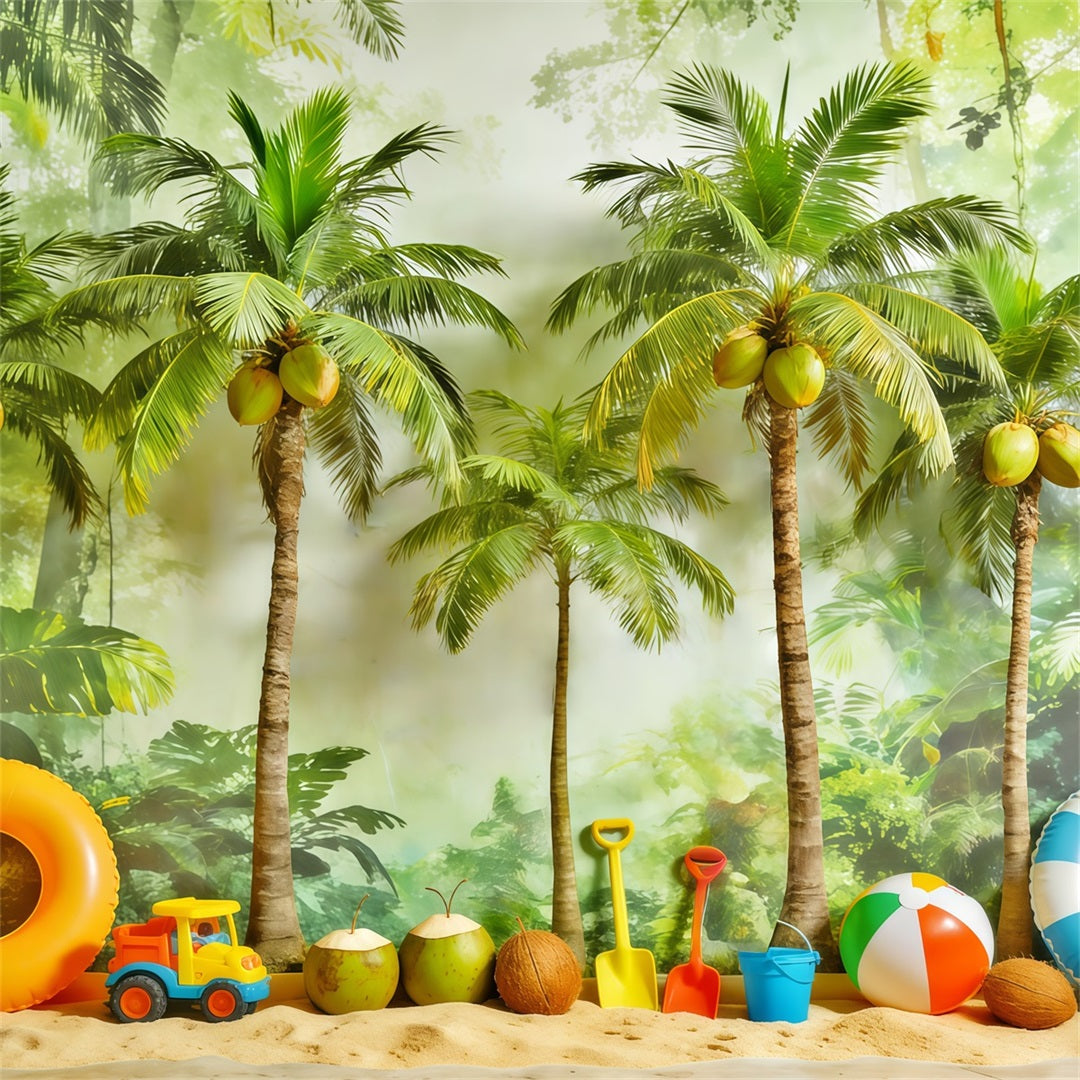 Tropical Forest Backdrop Tropical Palm Play Paradise Forest Photo Booth Backdrop UK CSH61-219