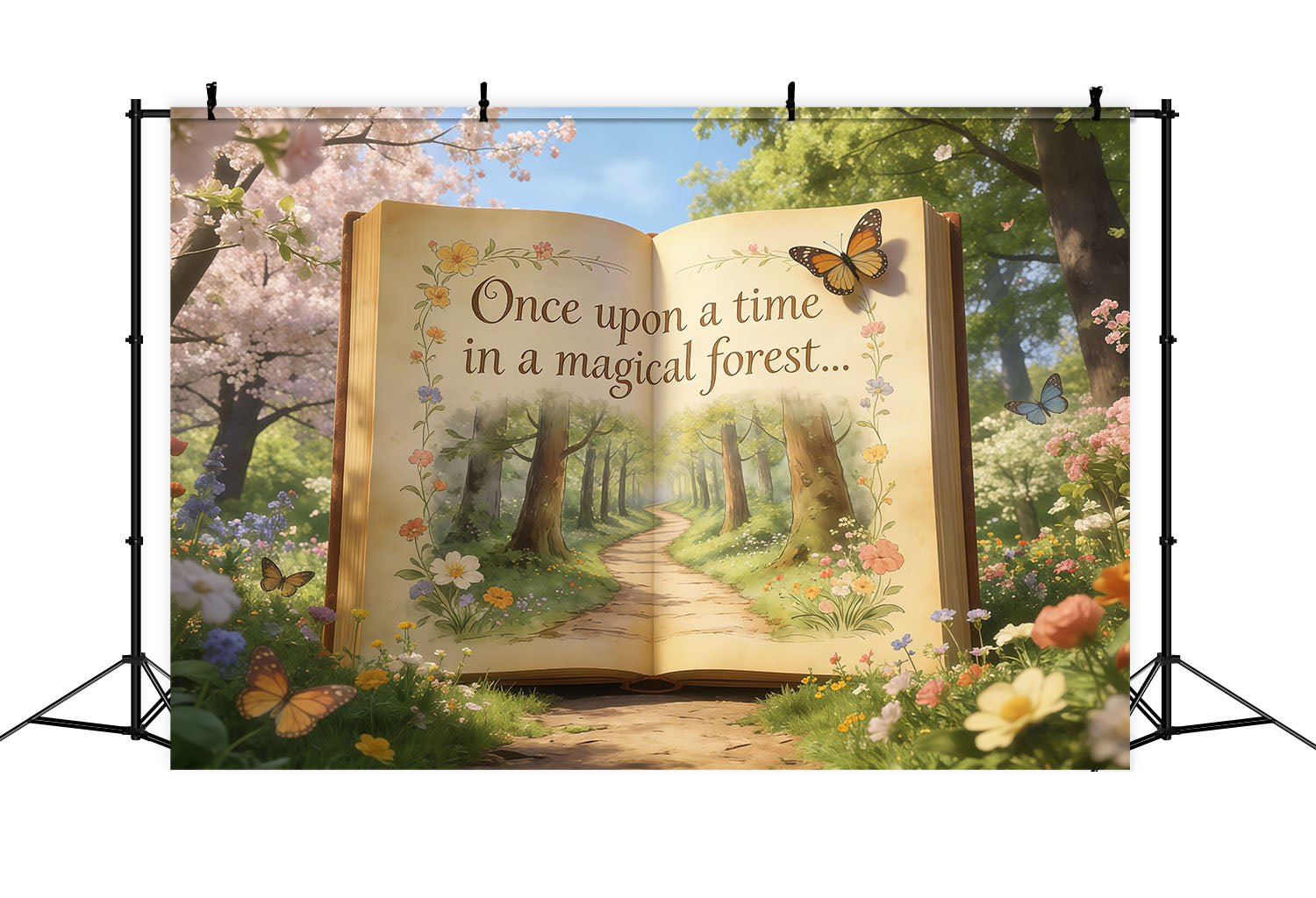Fairytale Forest Backdrop Storybook Garden Open Pages Forest Photography Backdrop UK CSH61-220