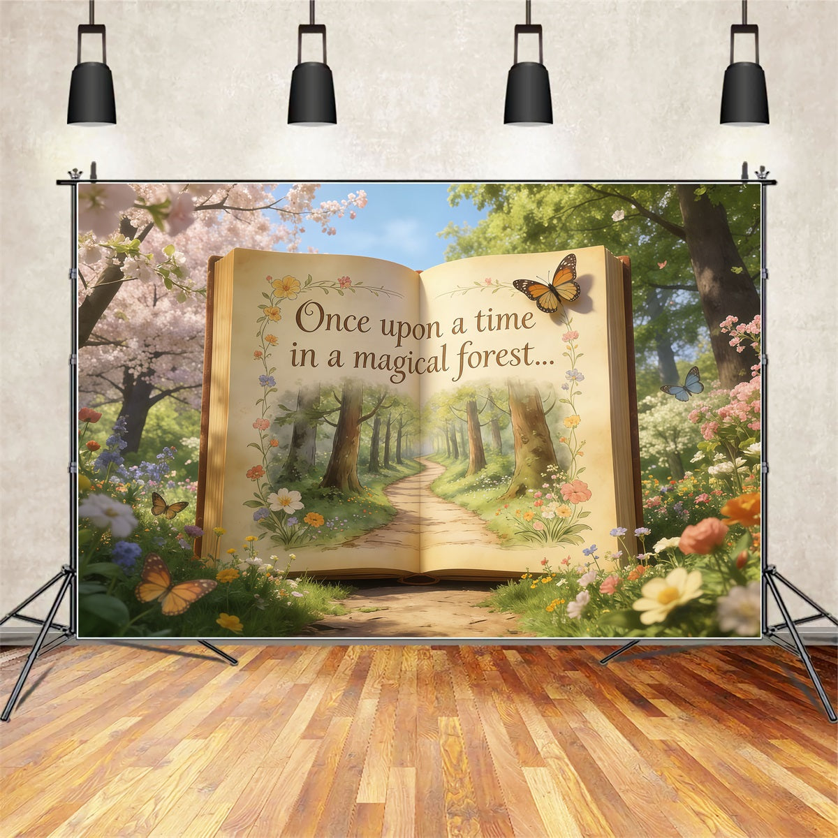 Fairytale Forest Backdrop Storybook Garden Open Pages Forest Photography Backdrop UK CSH61-220