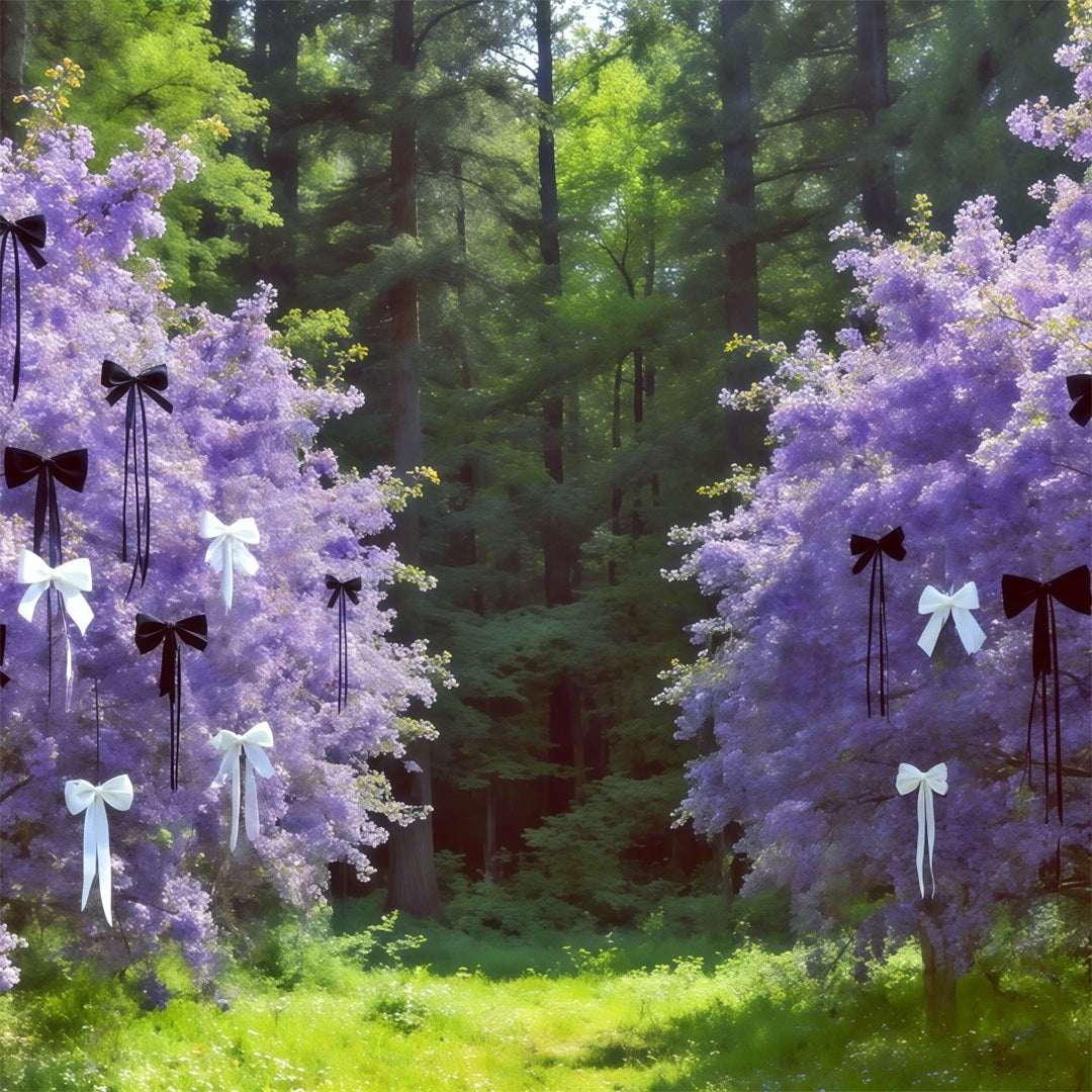 Forest Photography Backdrop Lavender Bow Blossom Grove Fantasy Forest Backdrop UK CSH61-221