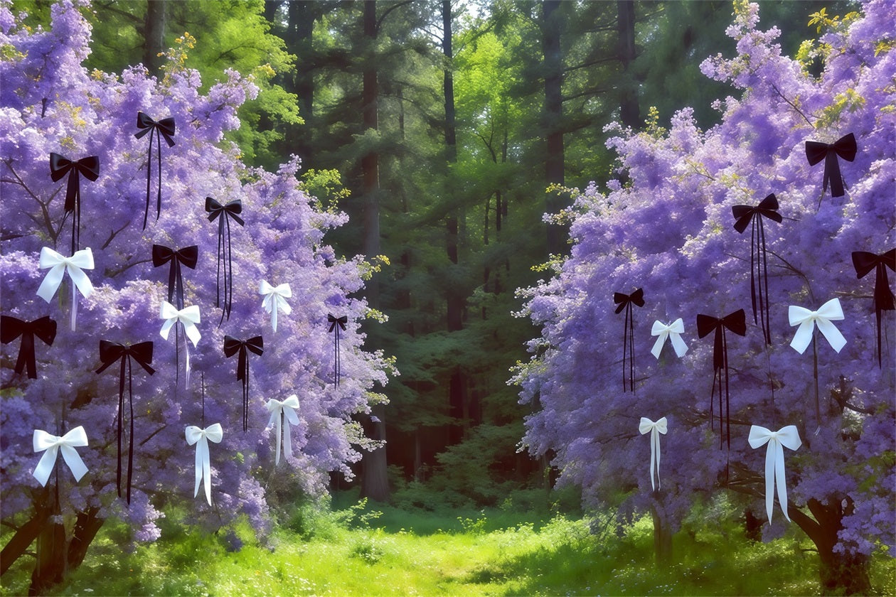 Forest Photography Backdrop Lavender Bow Blossom Grove Fantasy Forest Backdrop UK CSH61-221