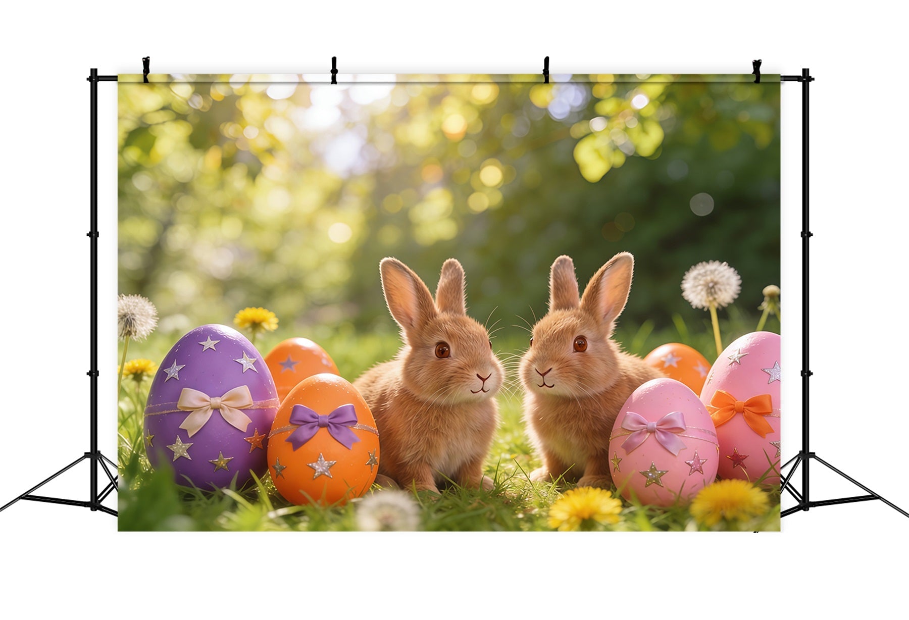 Easter Bunny Backdrop Spring Meadow Painted Eggs Backdrop Easter UK CSH61-23