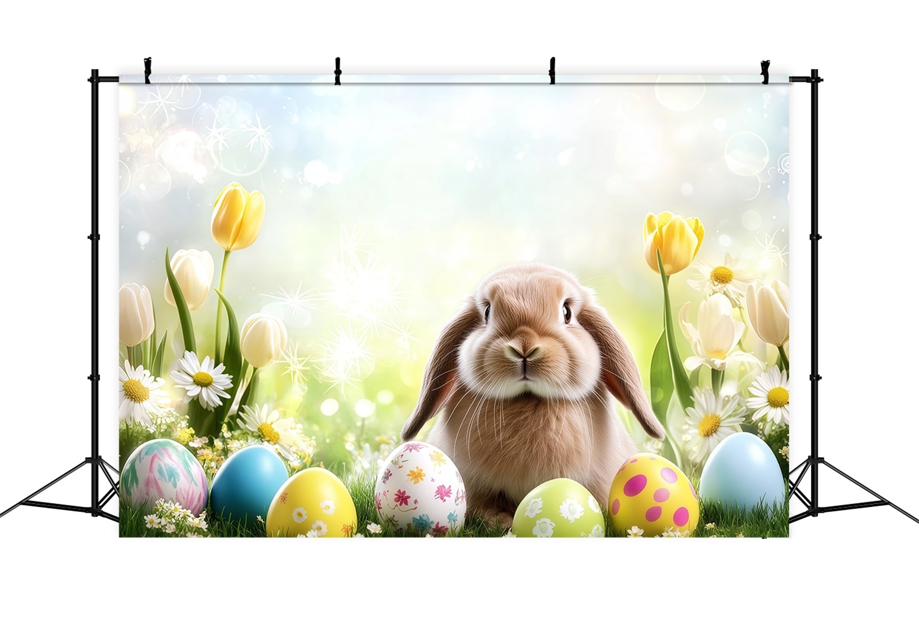 Easter Bunny Backdrop Spring Floral Eggs Bokeh Sunlight Backdrop Easter UK CSH61-25