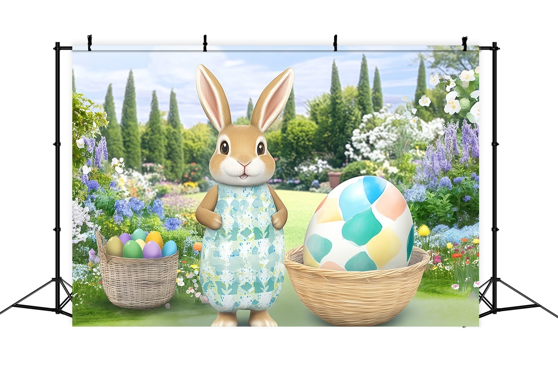 Easter Bunny Backdrop Garden Flowers Egg Basket Backdrop Easter UK CSH61-29