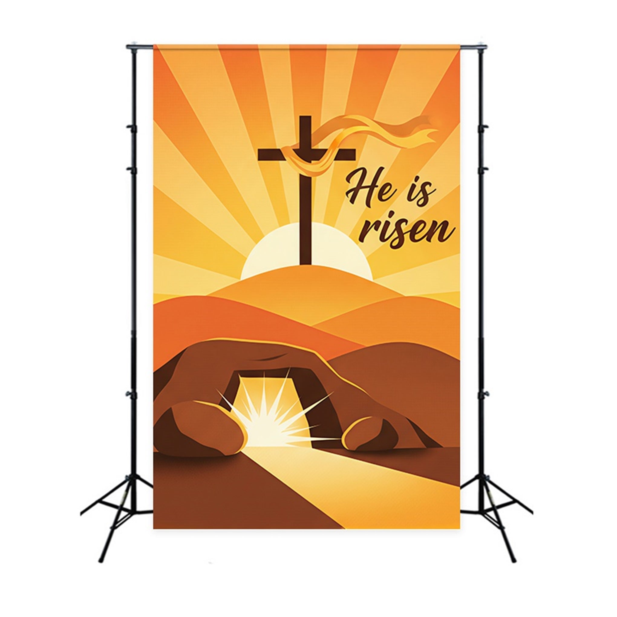 Easter Backdrops For Church Risen Cross Sunrise Hills Easter Backdrop Ideas UK CSH61-3