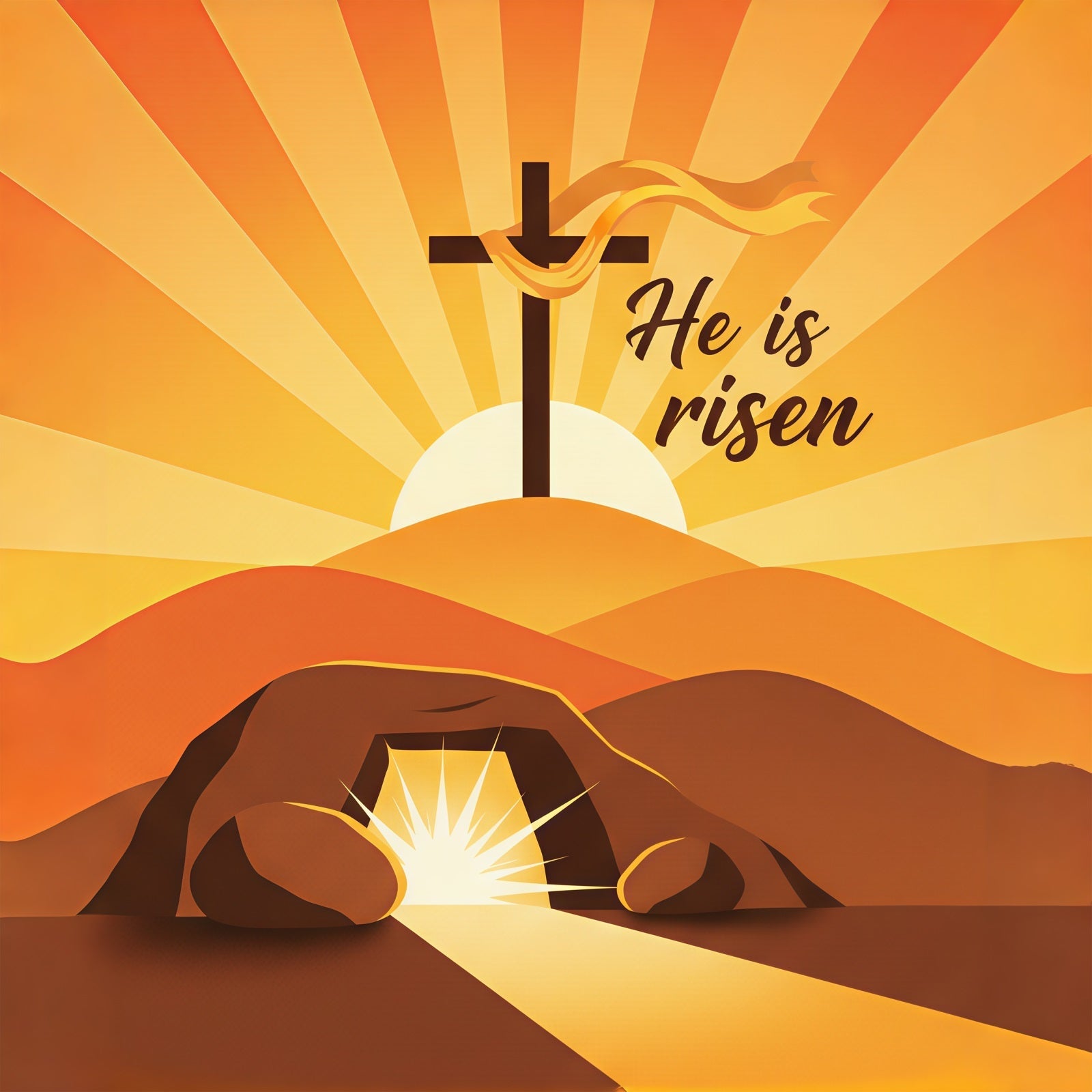 Easter Backdrops For Church Risen Cross Sunrise Hills Easter Backdrop Ideas UK CSH61-3