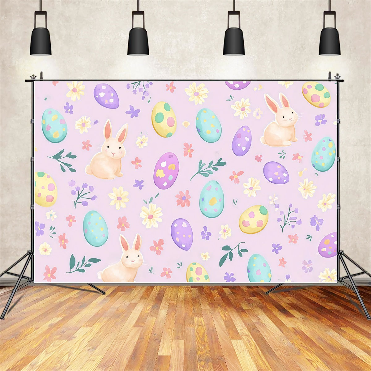 Easter Bunny Backdrop Watercolor Print Egg Pattern Easter Photo Backdrop Ideas UK CSH61-31