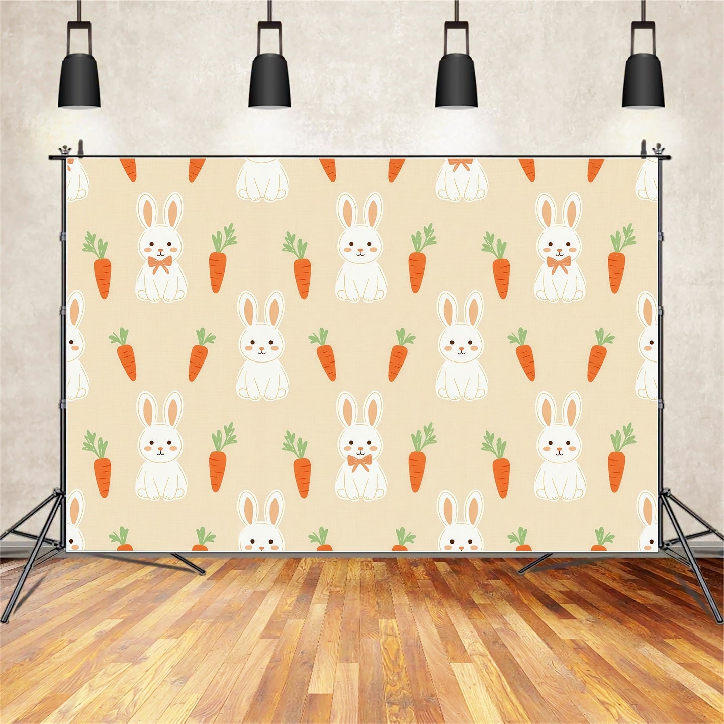 Easter Bunny Photo Backdrop Cartoon Print Carrot Pattern Easter Photo Backdrop UK CSH61-32