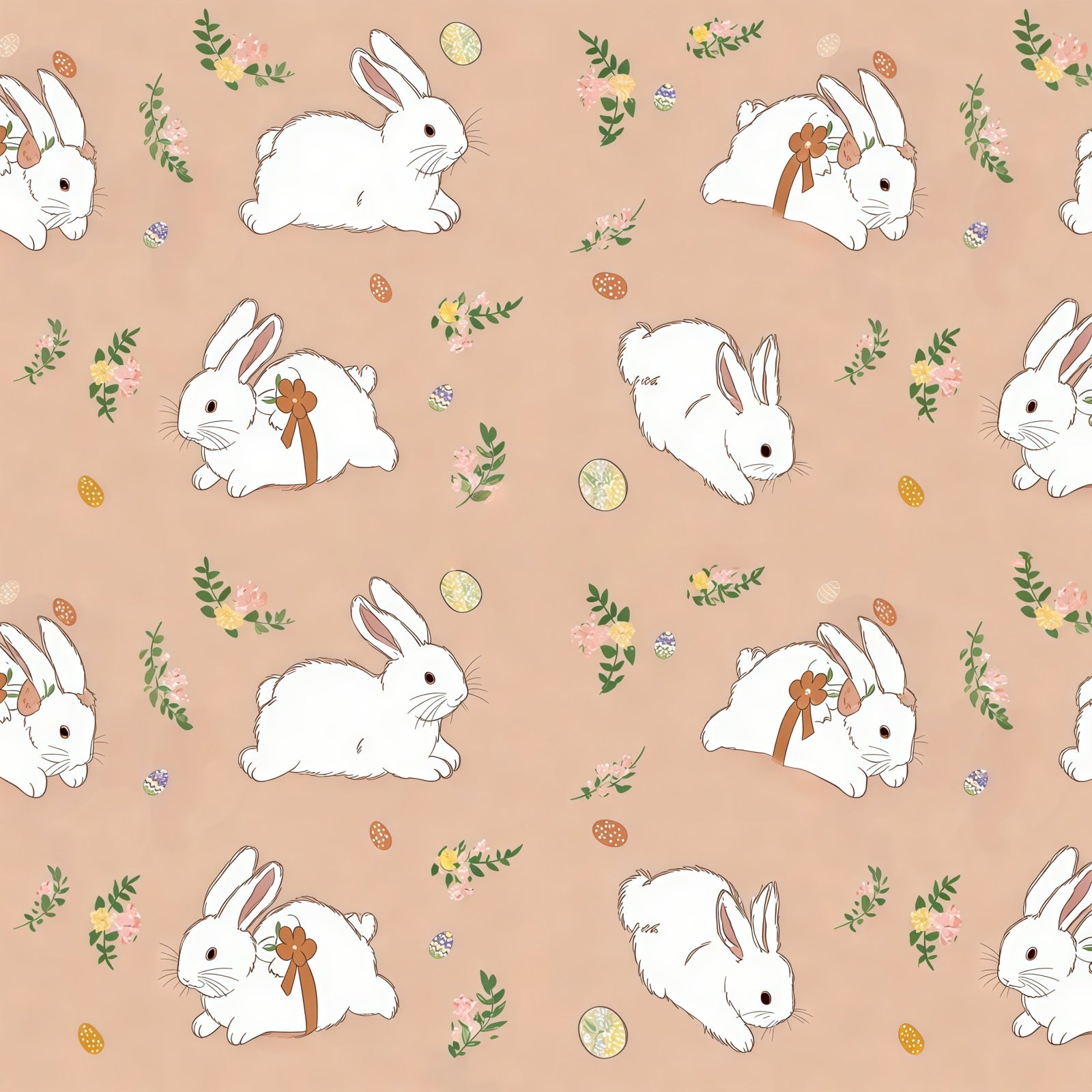 Easter Bunny Photo Backdrop Gentle Rabbit Floral Pattern Easter Backdrop Ideas UK CSH61-33