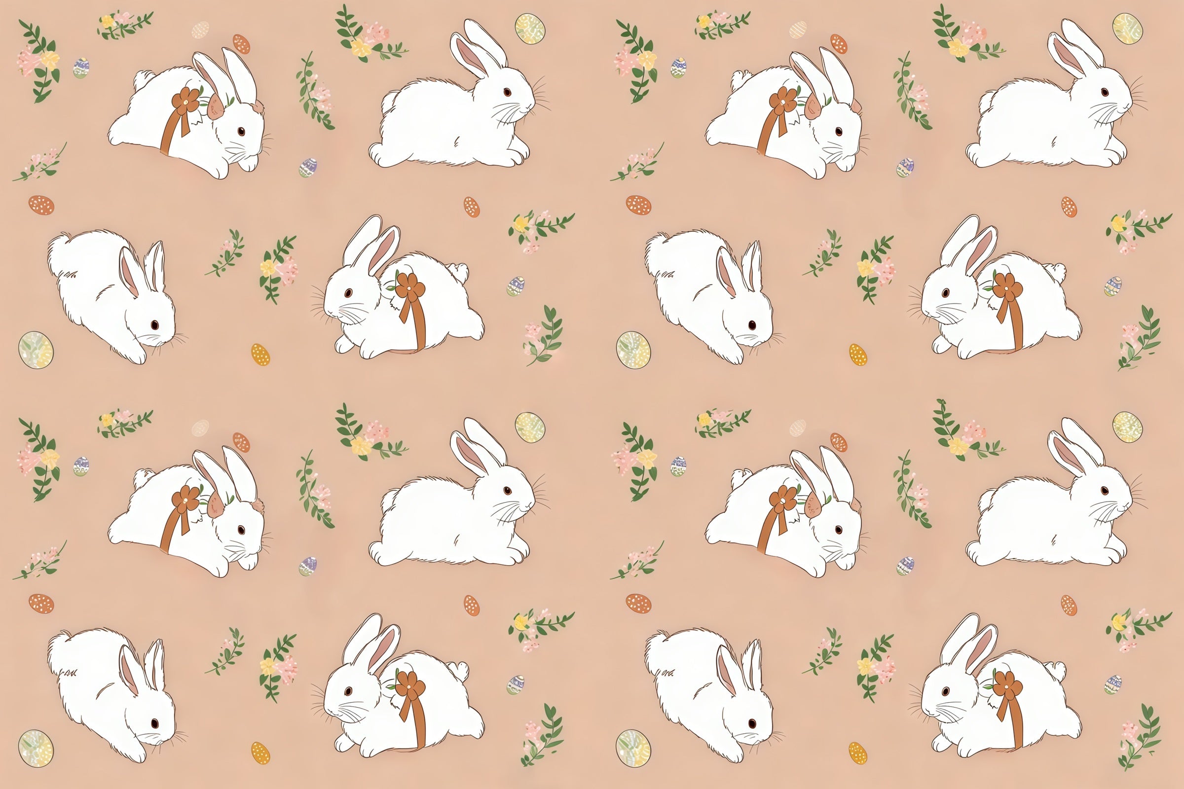 Easter Bunny Photo Backdrop Gentle Rabbit Floral Pattern Easter Backdrop Ideas UK CSH61-33