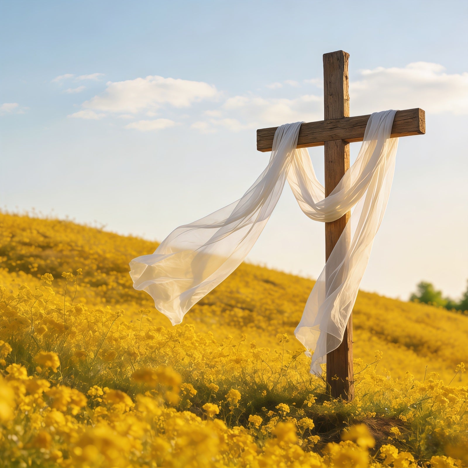 Cross Backdrops Golden Meadow Cross Sunrise Easter Picture Backdrops UK CSH61-38
