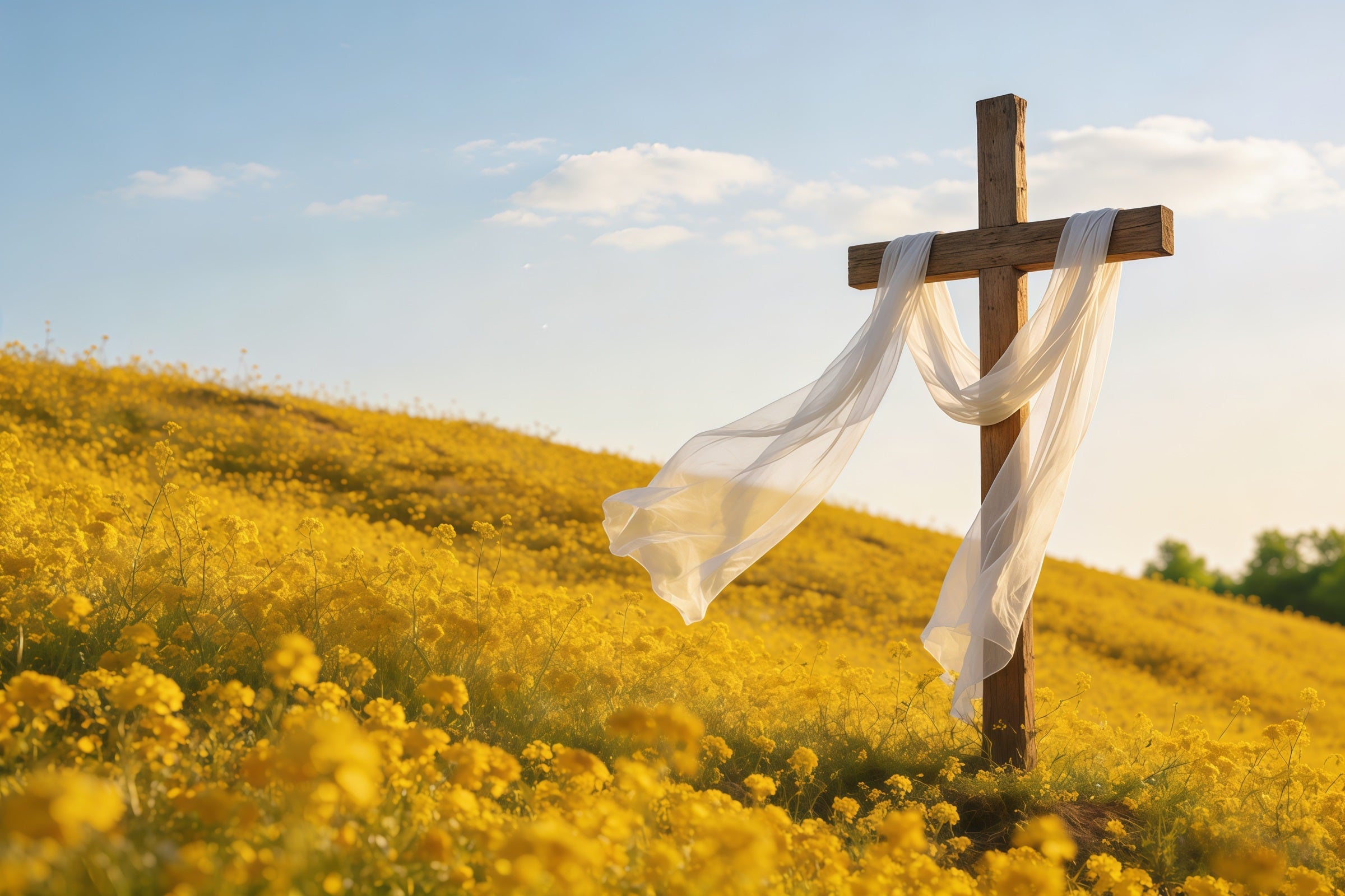 Cross Backdrops Golden Meadow Cross Sunrise Easter Picture Backdrops UK CSH61-38