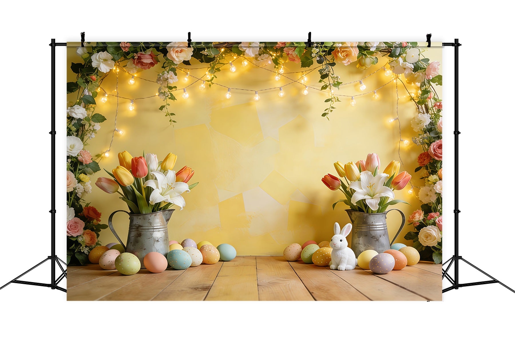 Easter Egg Backdrops Golden Floral Light Arch Easter Photo Backdrop UK CSH61-44