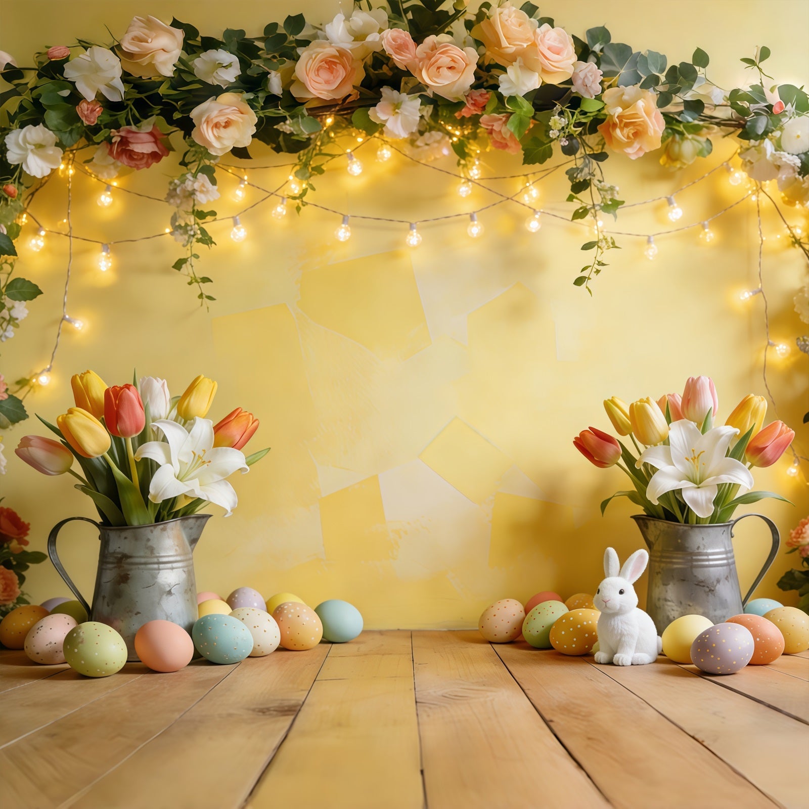 Easter Egg Backdrops Golden Floral Light Arch Easter Photo Backdrop UK CSH61-44