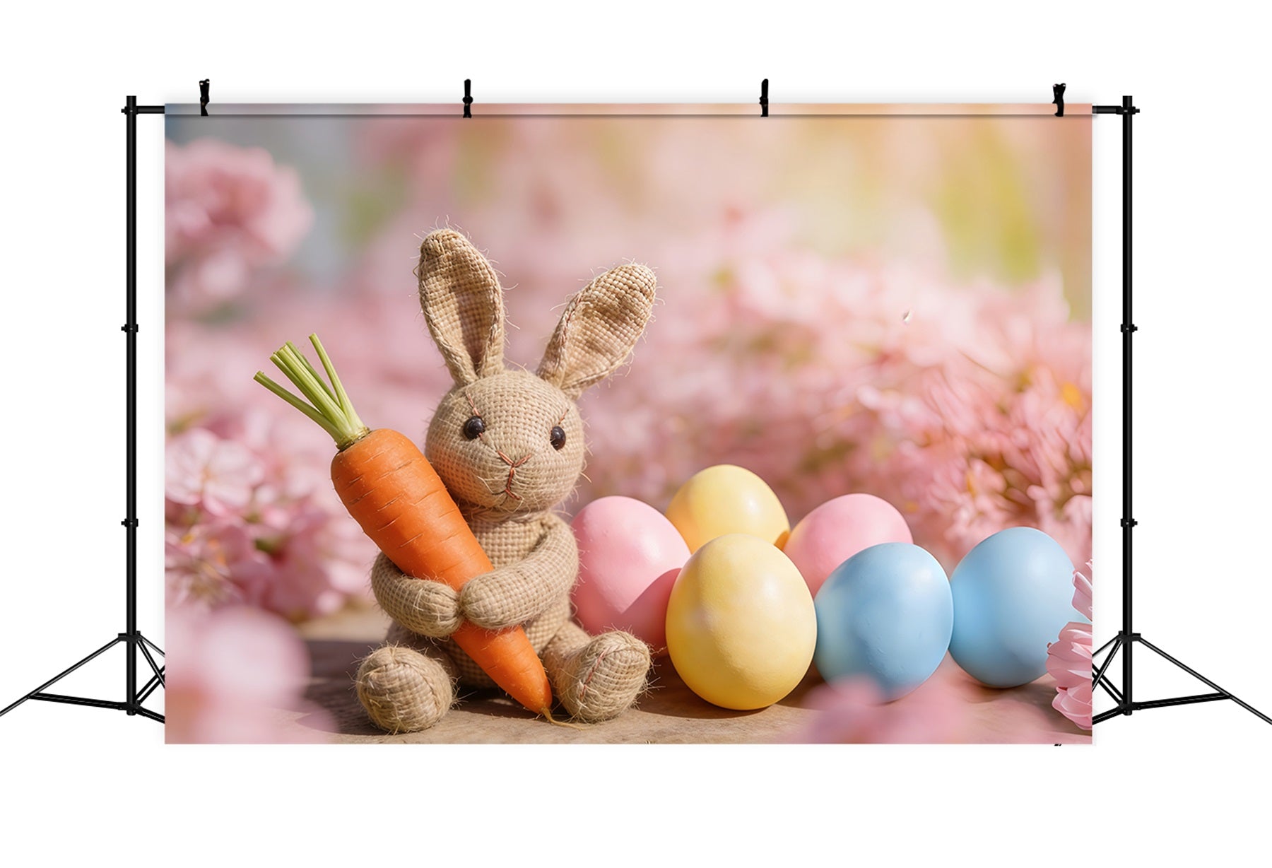 Easter Egg Backdrops Burlap Bunny Carrot Flowers Easter Backdrop Photography UK CSH61-45