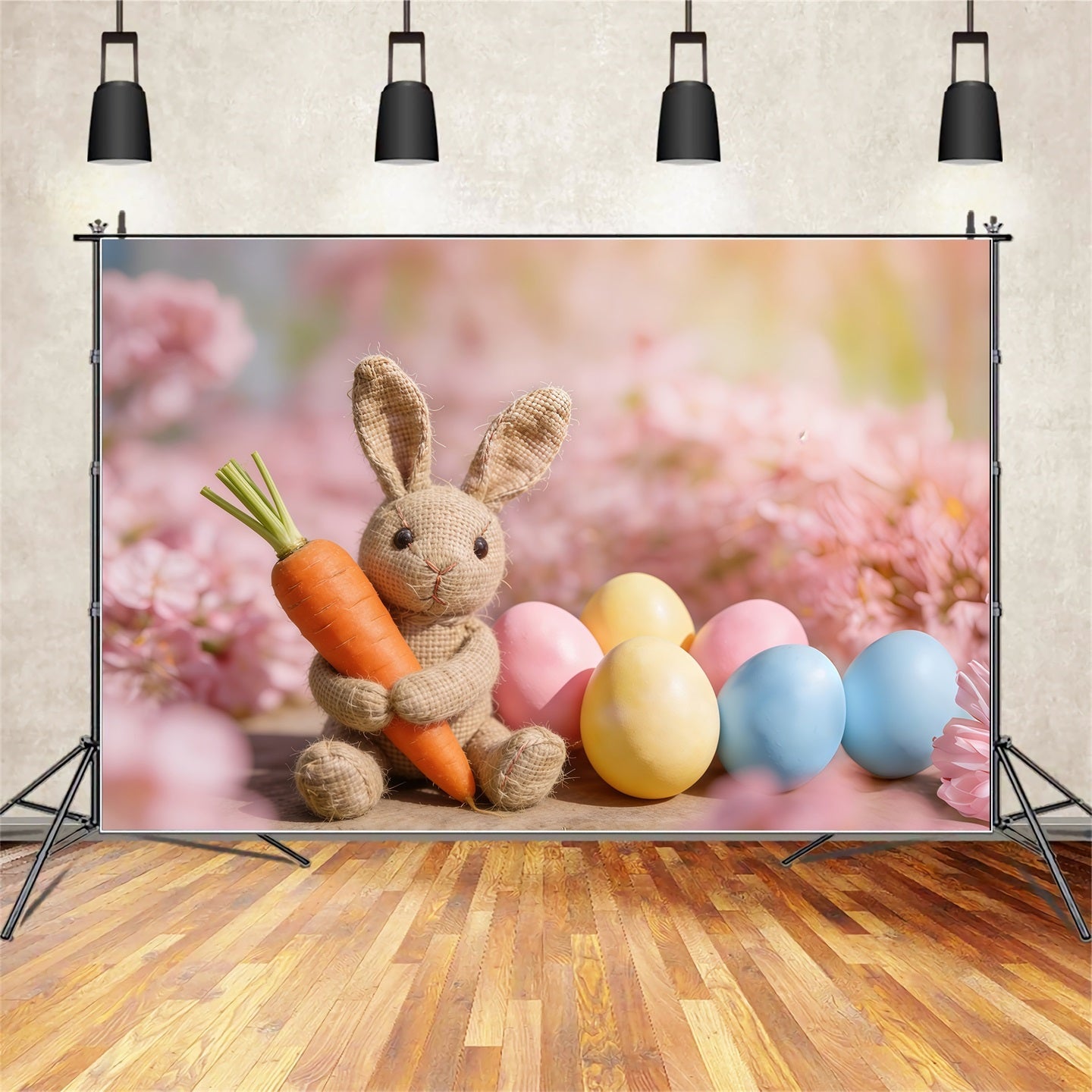 Easter Egg Backdrops Burlap Bunny Carrot Flowers Easter Backdrop Photography UK CSH61-45