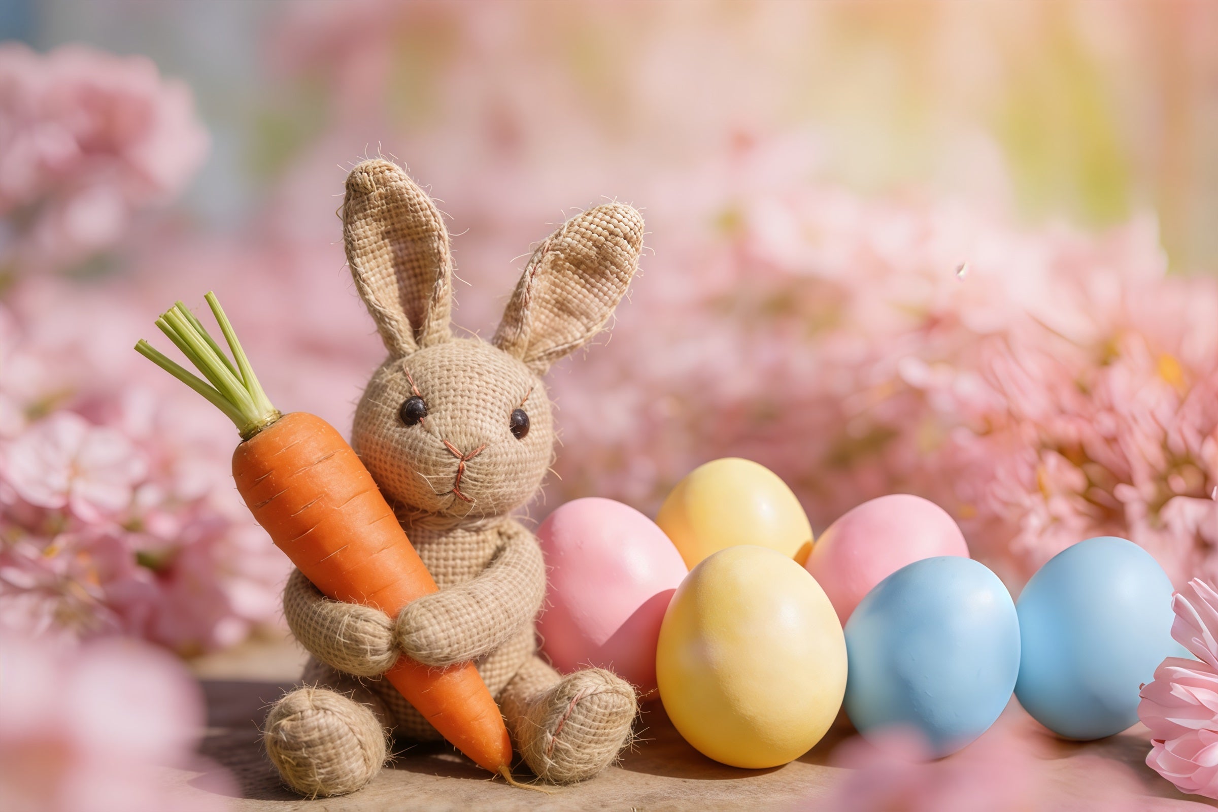 Easter Egg Backdrops Burlap Bunny Carrot Flowers Easter Backdrop Photography UK CSH61-45
