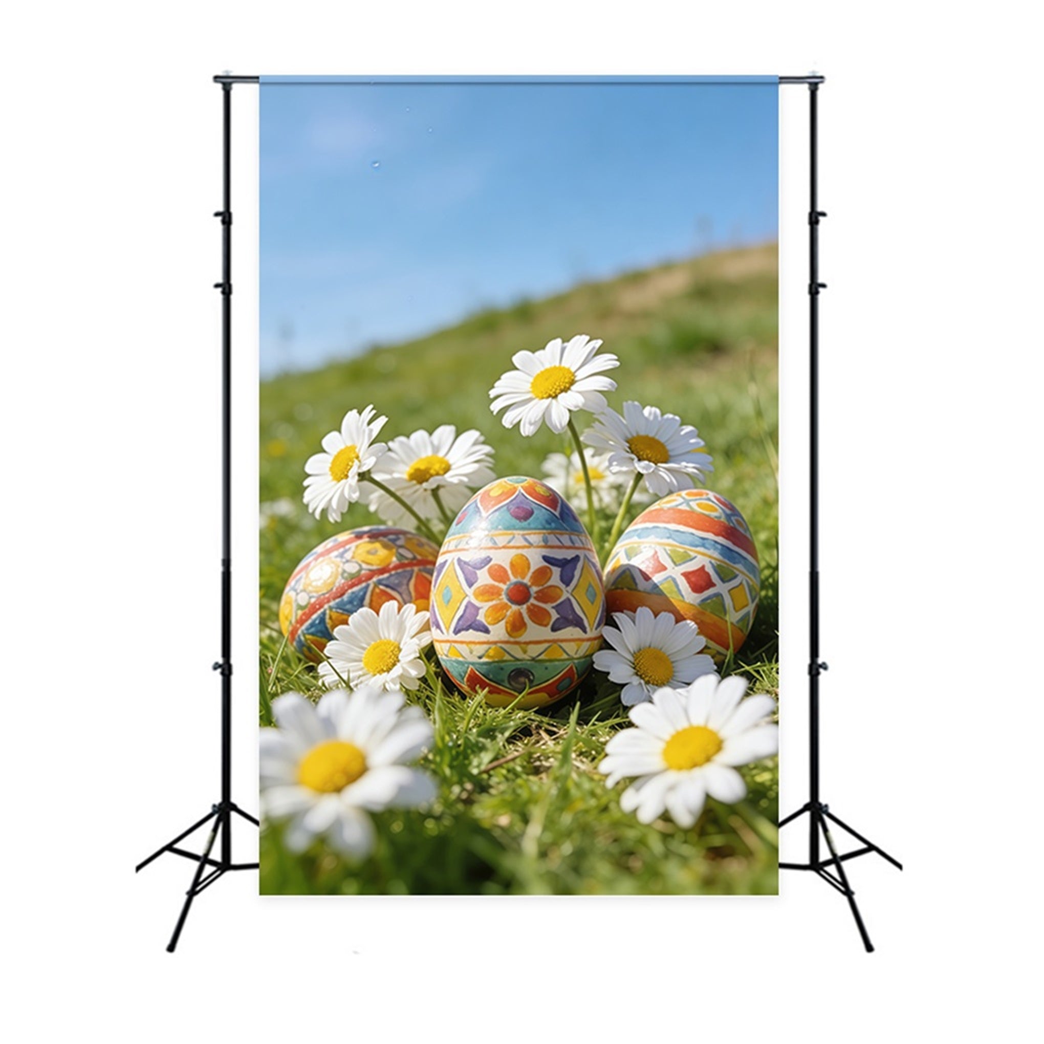 Easter Egg Backdrops Daisy Meadow Blue Sky Easter Photography Backdrops UK CSH61-46
