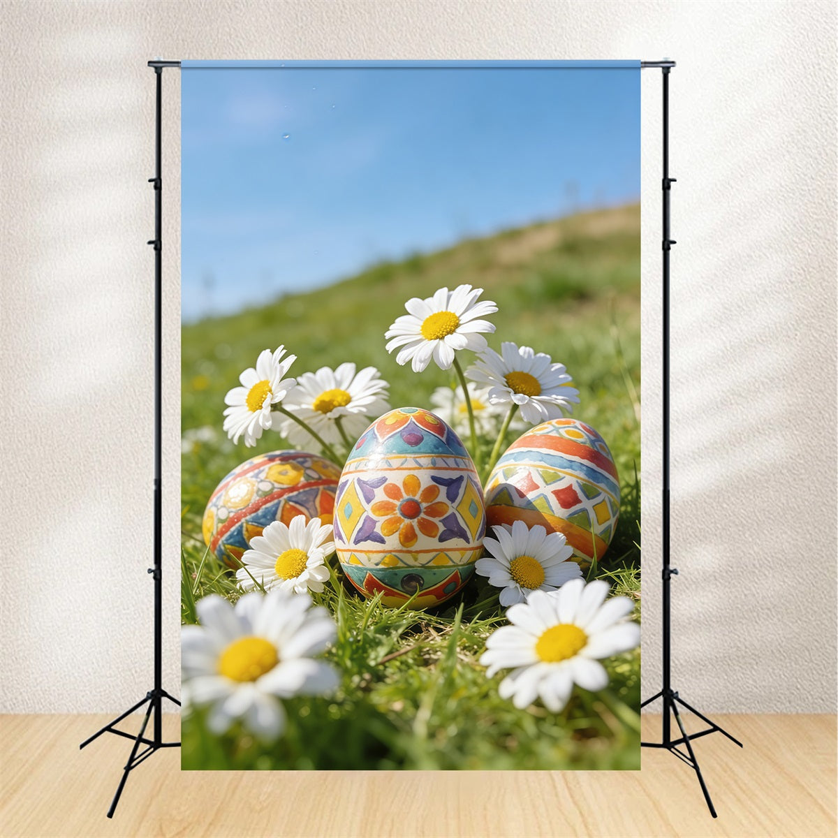 Easter Egg Backdrops Daisy Meadow Blue Sky Easter Photography Backdrops UK CSH61-46