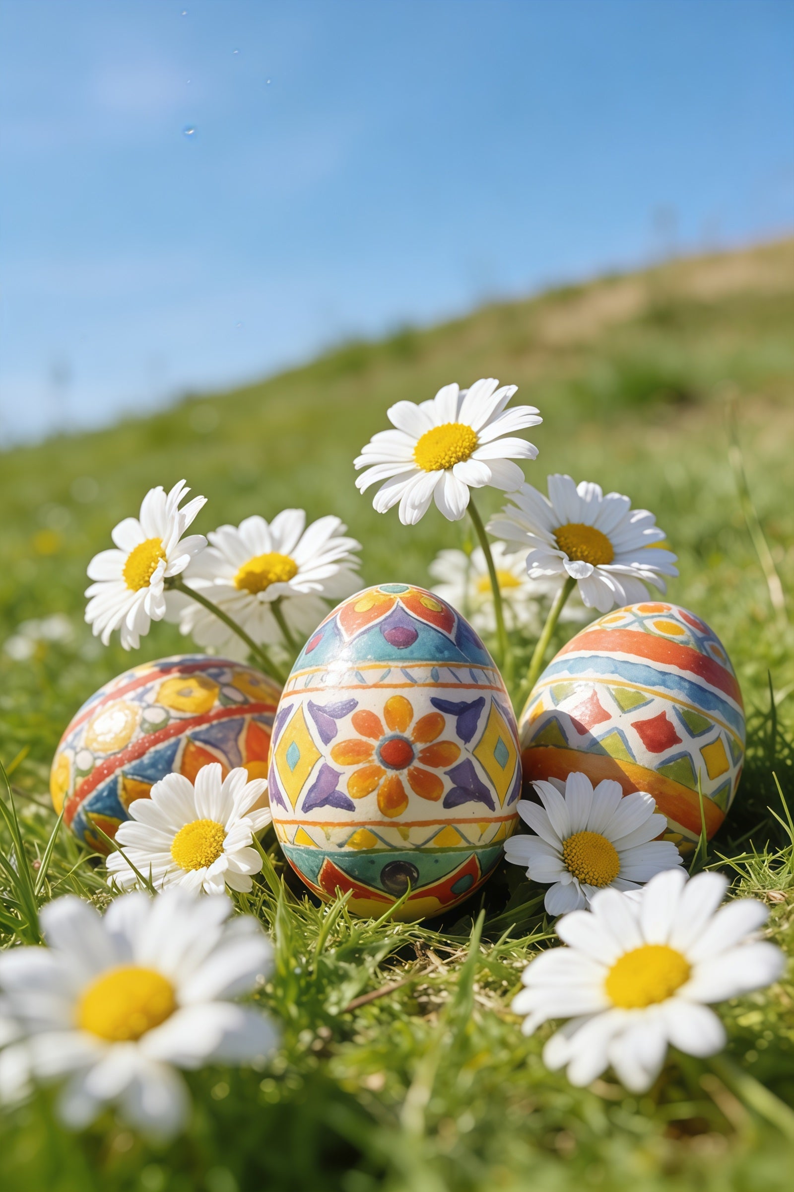 Easter Egg Backdrops Daisy Meadow Blue Sky Easter Photography Backdrops UK CSH61-46
