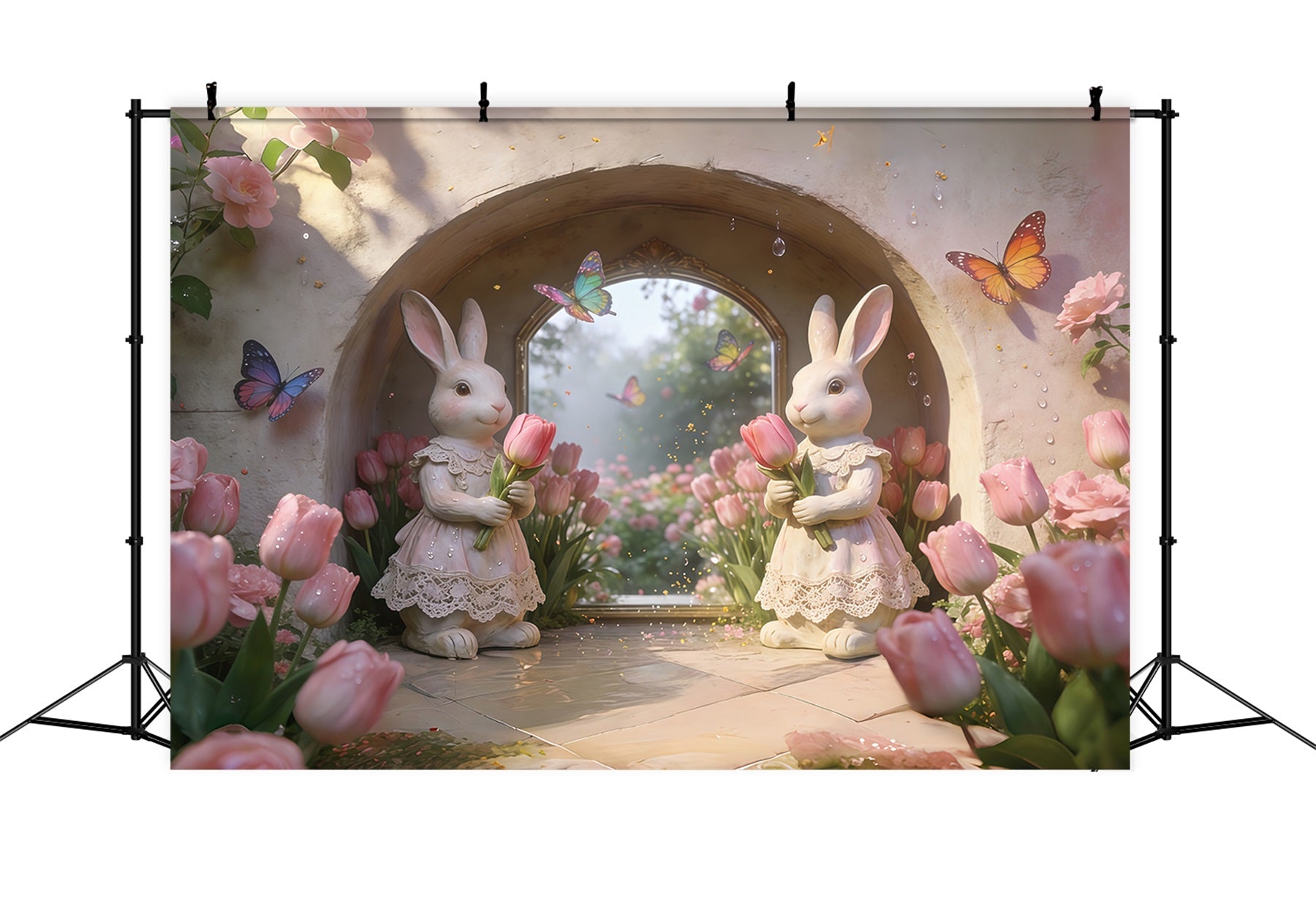 Easter Bunny Backdrop Ideas Romantic Floral Arch Garden Easter Backdrop Photography UK CSH61-48