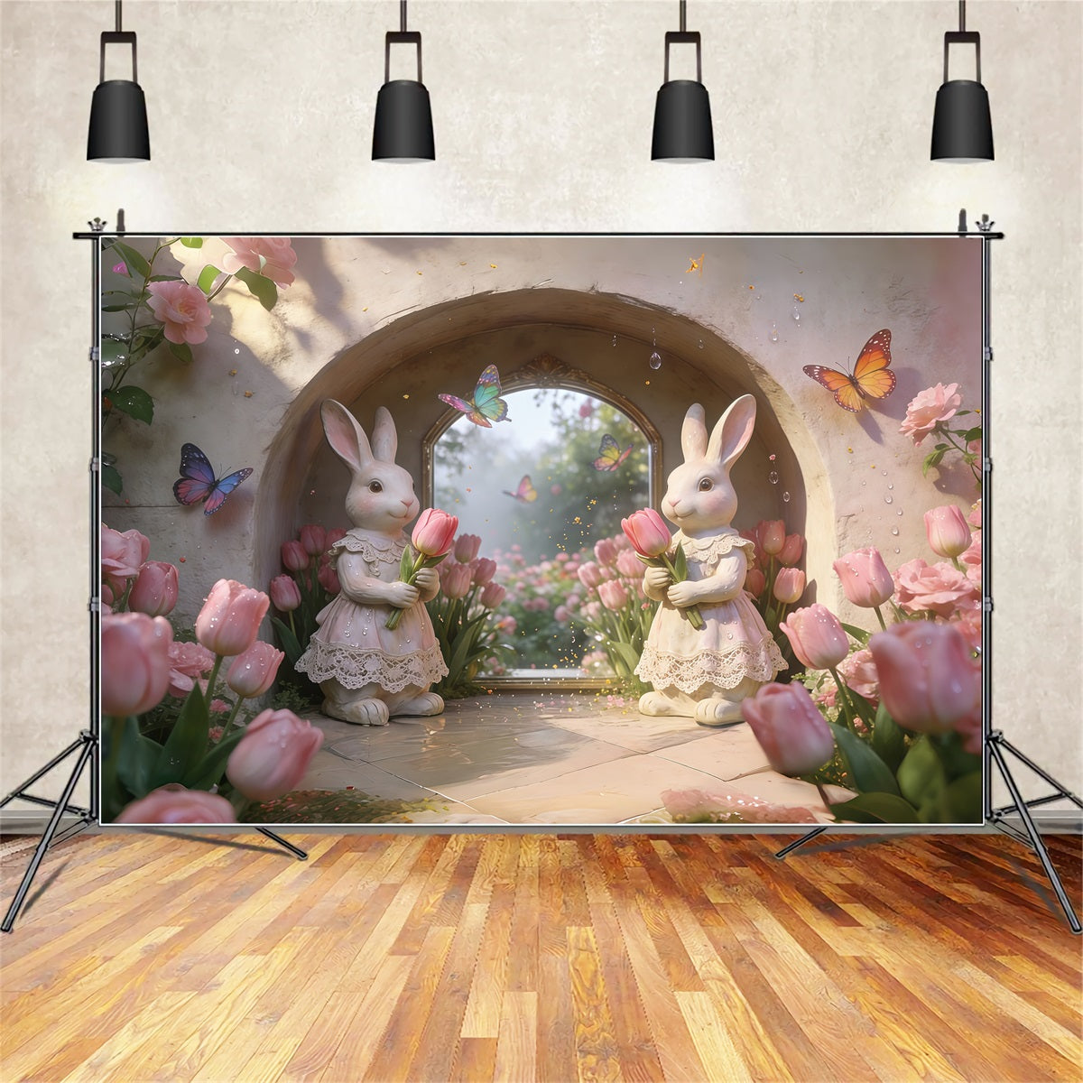 Easter Bunny Backdrop Ideas Romantic Floral Arch Garden Easter Backdrop Photography UK CSH61-48