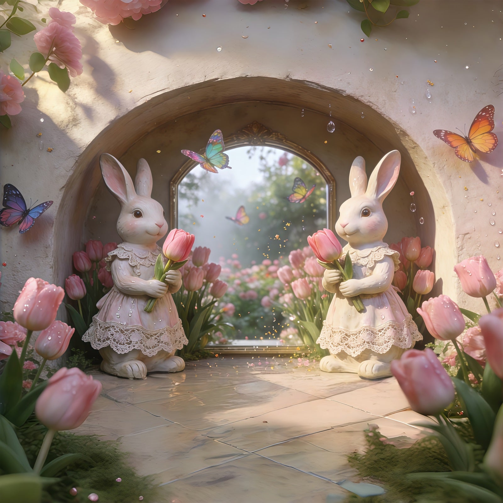 Easter Bunny Backdrop Ideas Romantic Floral Arch Garden Easter Backdrop Photography UK CSH61-48