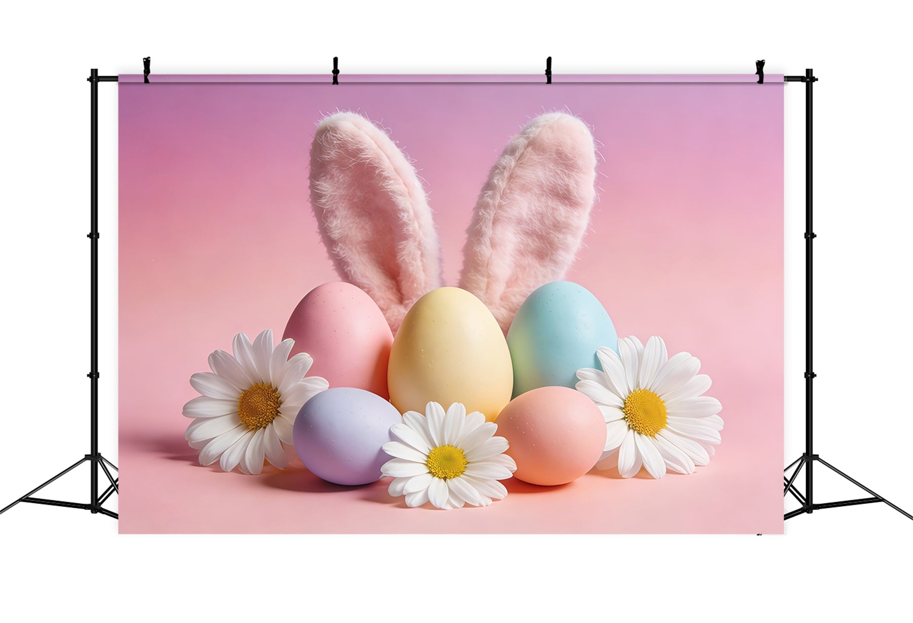 Easter Bunny Backdrop Ideas Ears Pastel Eggs Daisies Easter Photo Backdrops UK CSH61-49