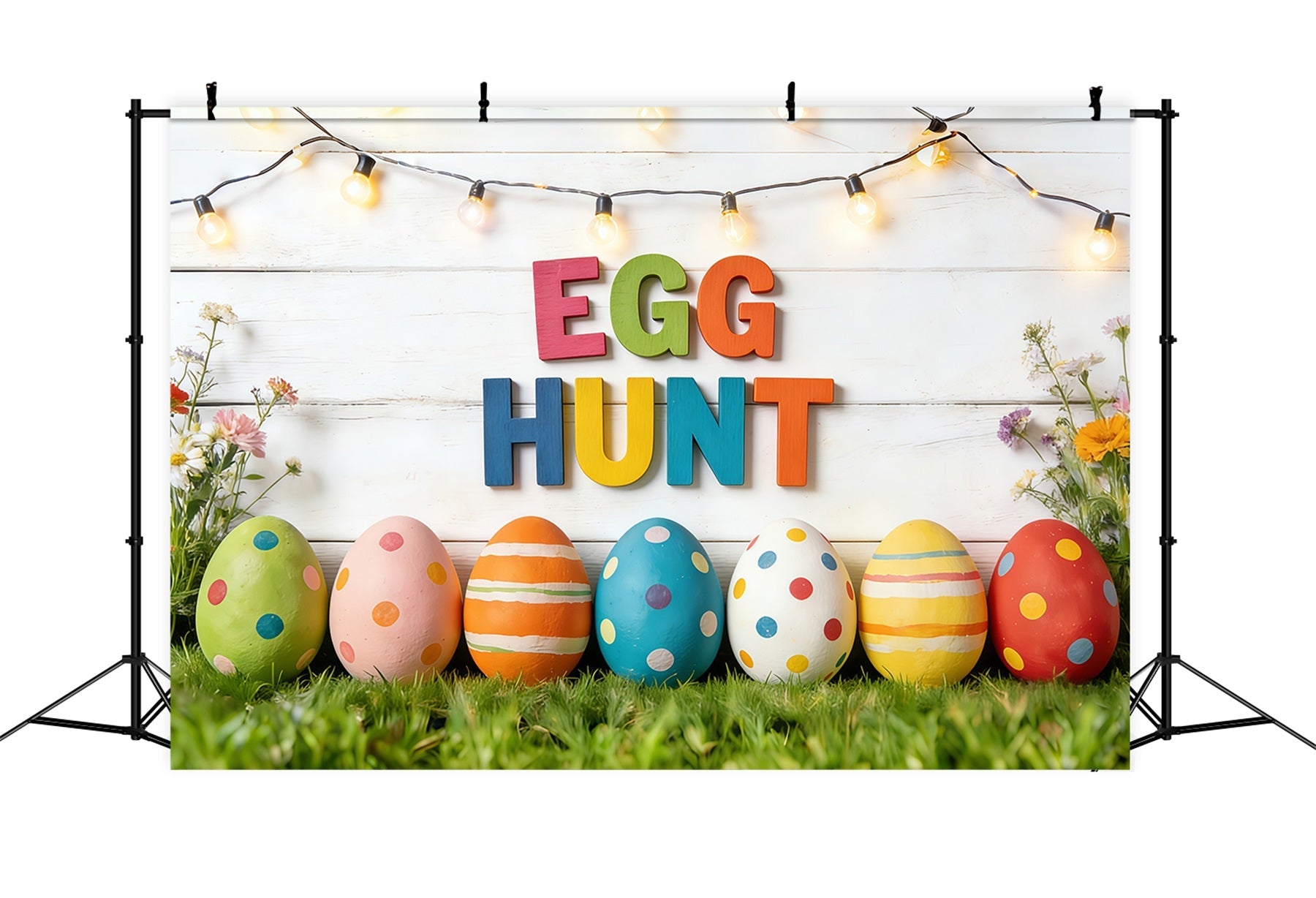 Easter Egg Hunt Backdrop Grass Field Rustic Wood Easter Photography Backdrops UK CSH61-51