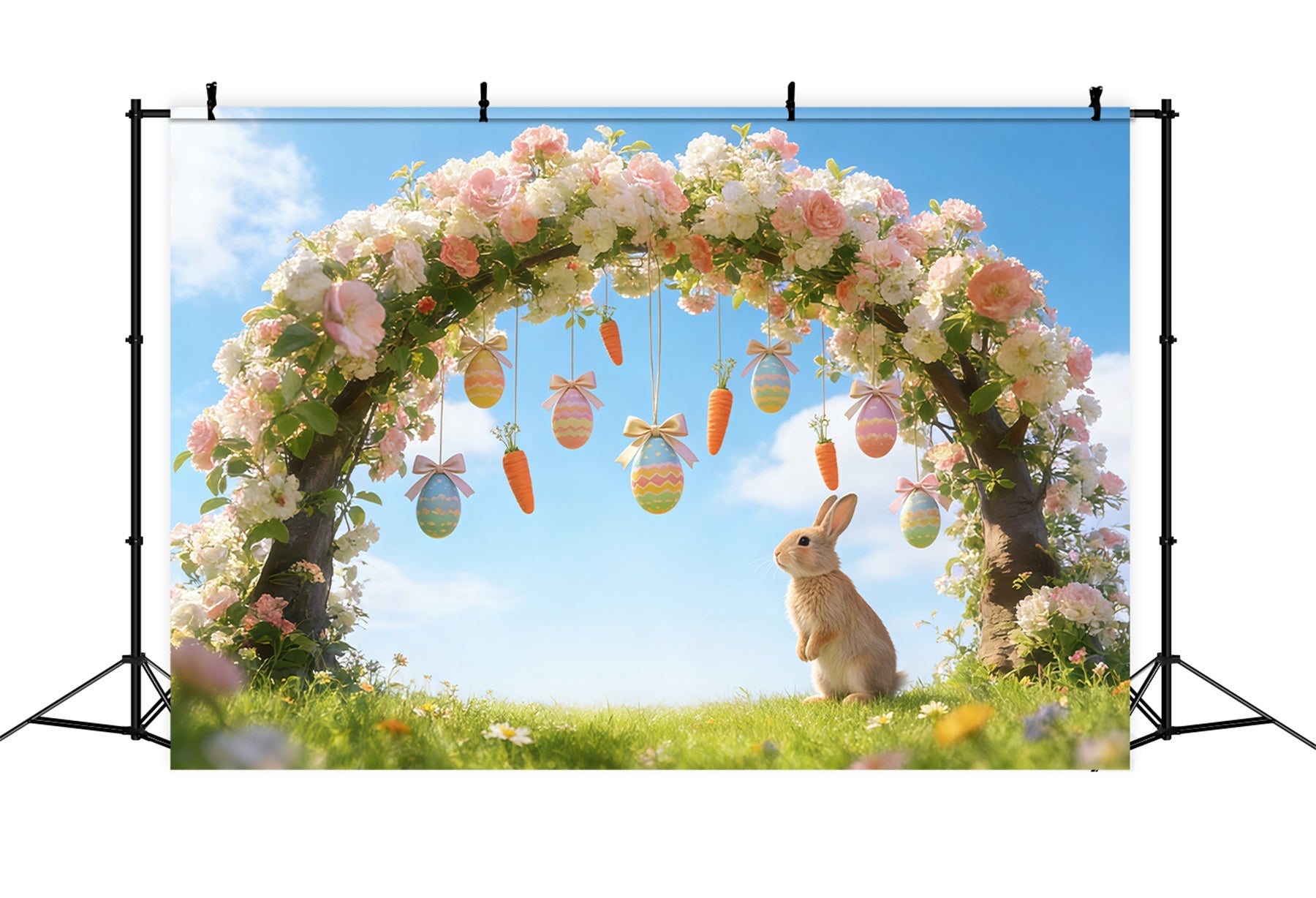 Easter Arch Backdrop Colorful Egg Hunt Letters Easter Backdrop Photography UK CSH61-55